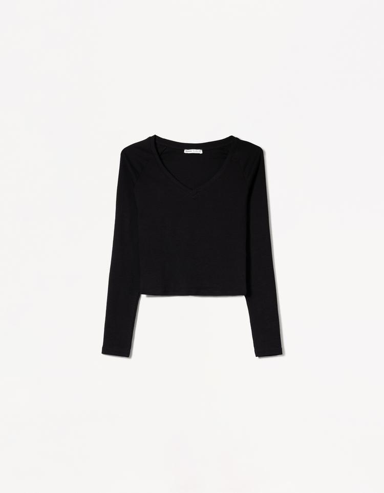 Long sleeve V-neck T-shirt
