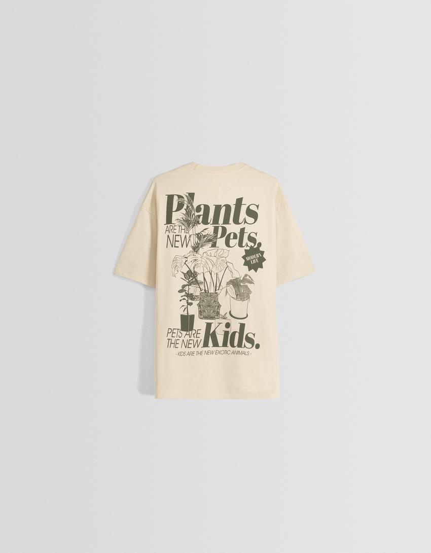 T-shirt manga curta boxy fit estampado-Caramelo-5