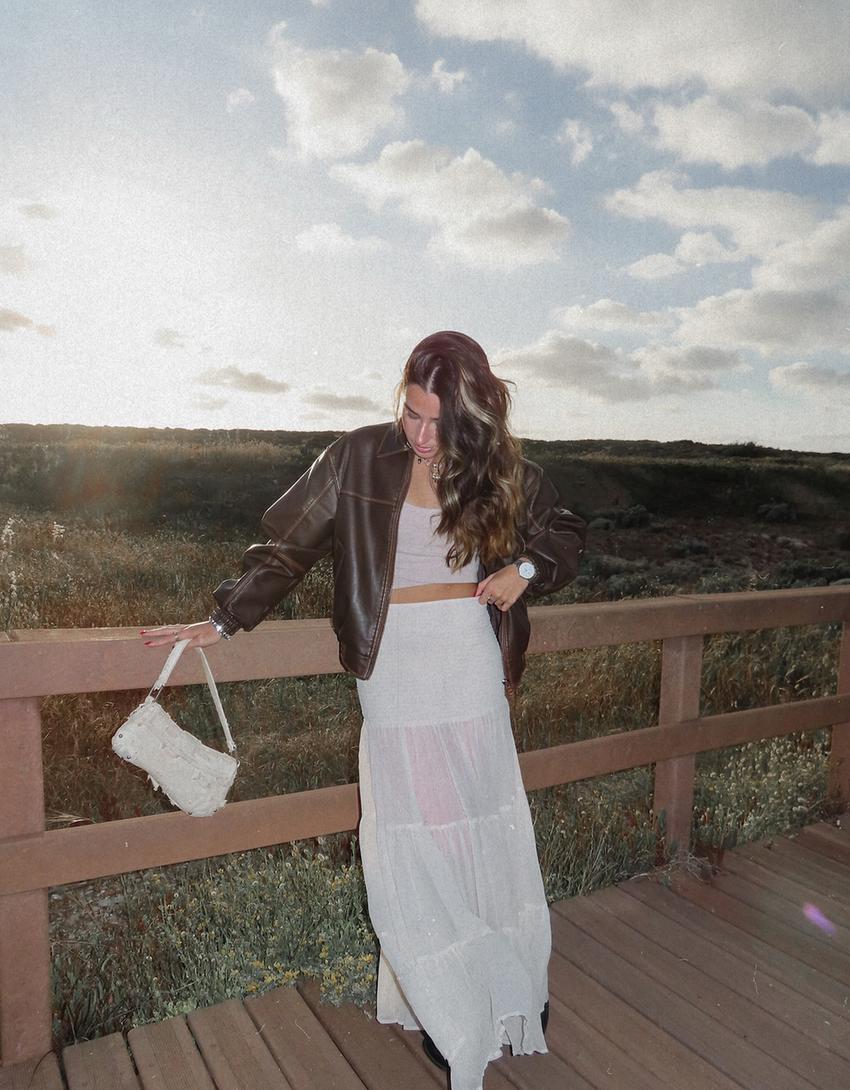 Blouson similicuir oversize-Marron-2