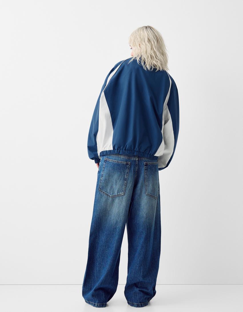 Blouson technique imprimé-Bleu-1