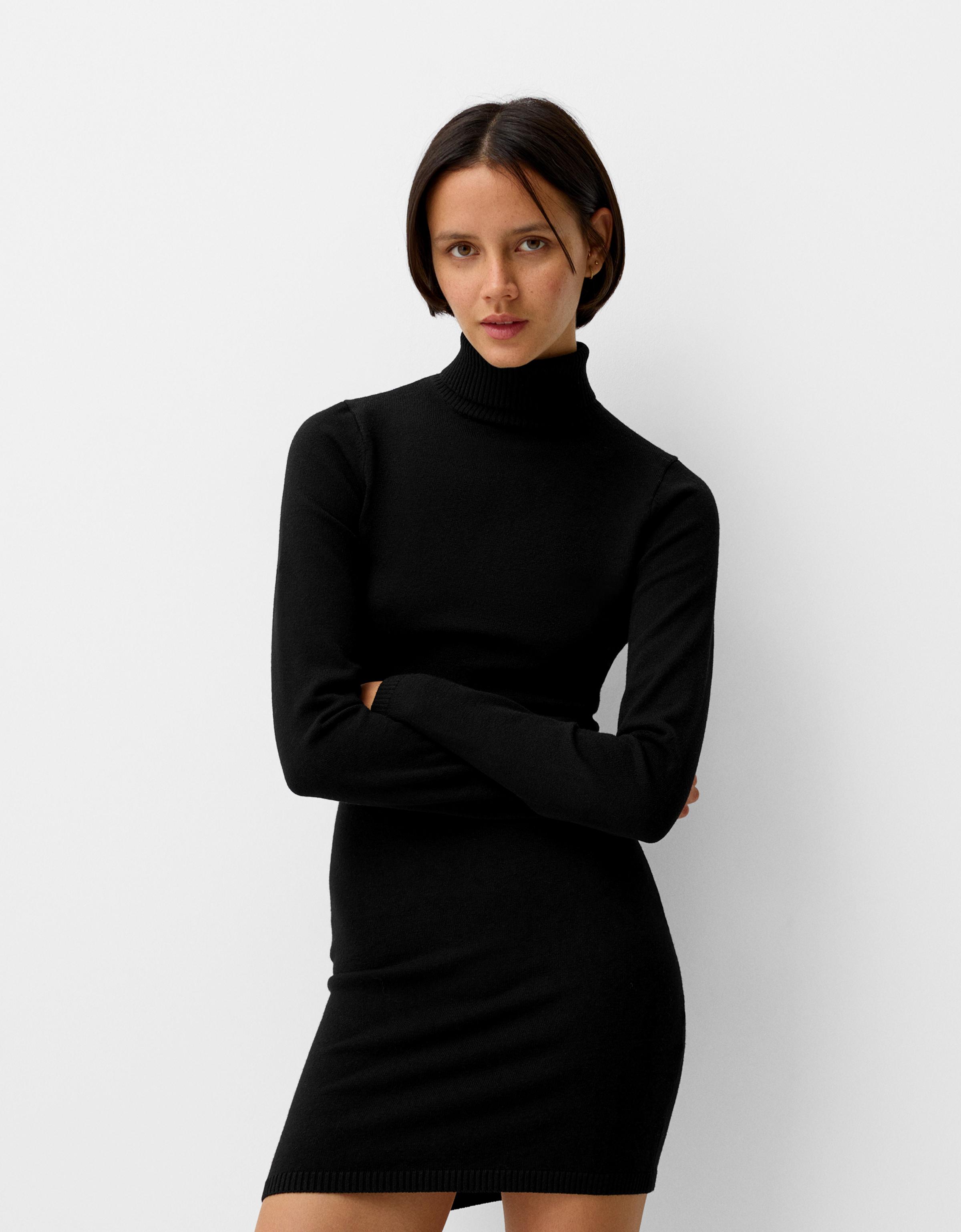 Bershka Minikleid Mit Stehkragen Damen Xs Schwarz