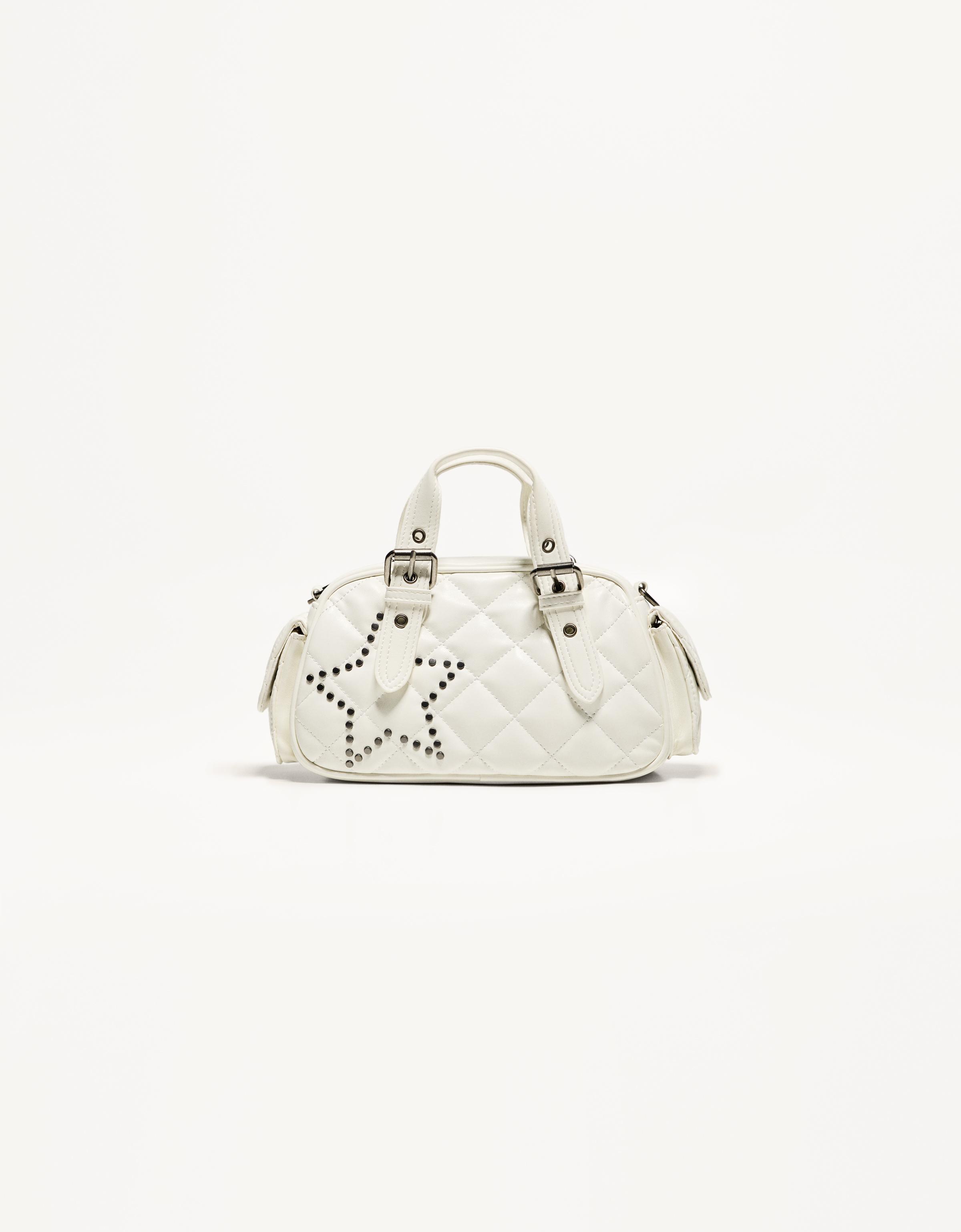 Bershka Gesteppte Bowlingtasche Damen Weiss