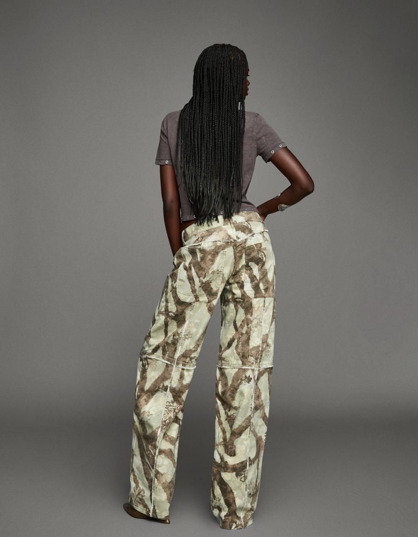 Printed boyfriend jeans-Green-1