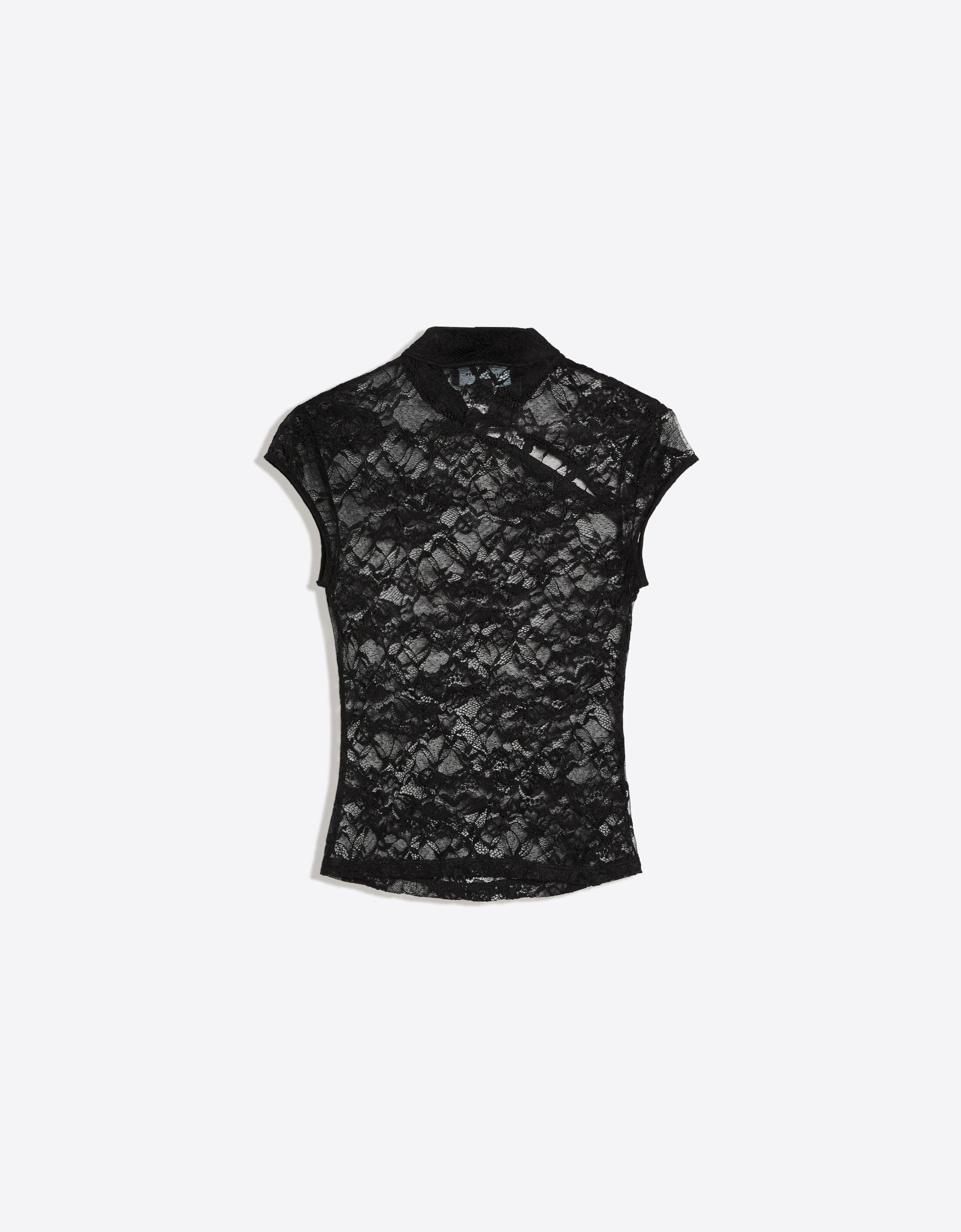 Lace top with clasp — Black