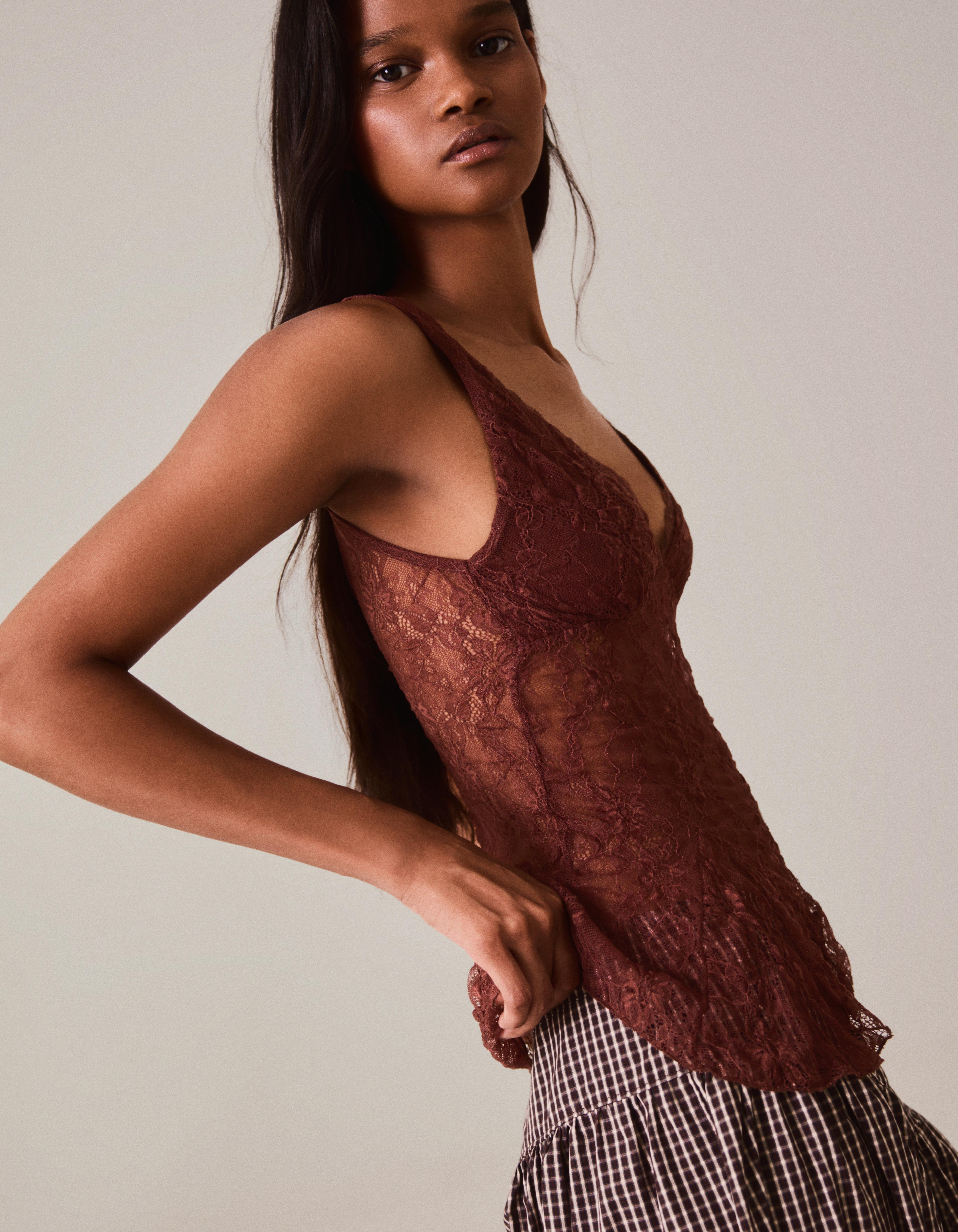 Lace camisole — Brown