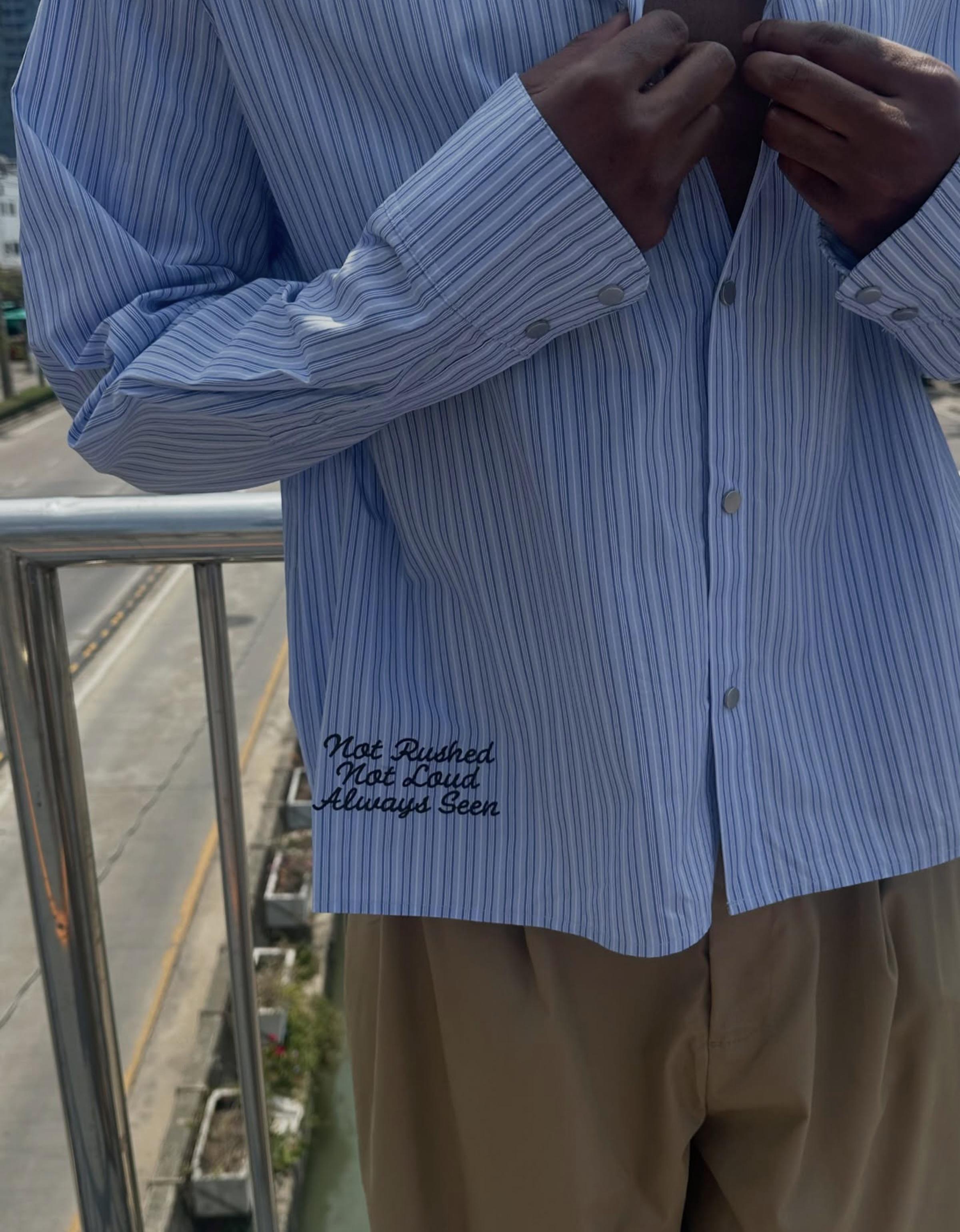 Uzun kollu nakışlı boxy fit gömlek - Görsel 4