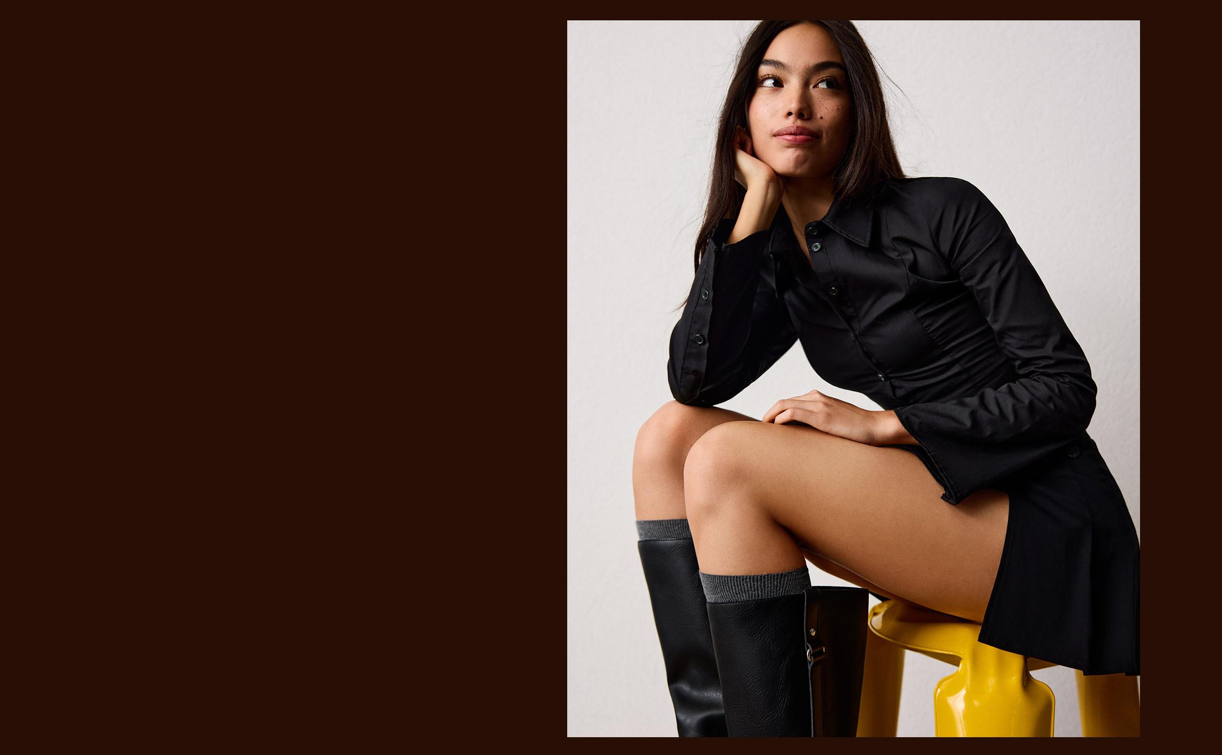 Çan kollu vücuda oturan gömlek - Görsel 35