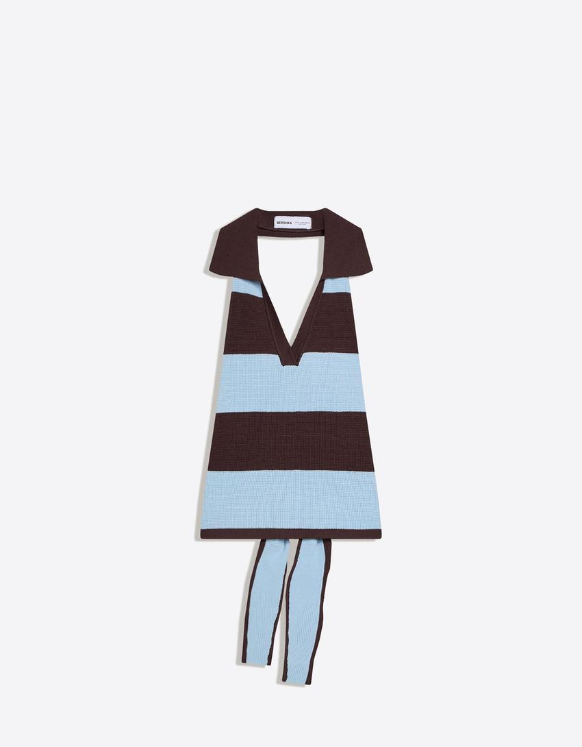 Sırtı düğümlü polo top-Mavi