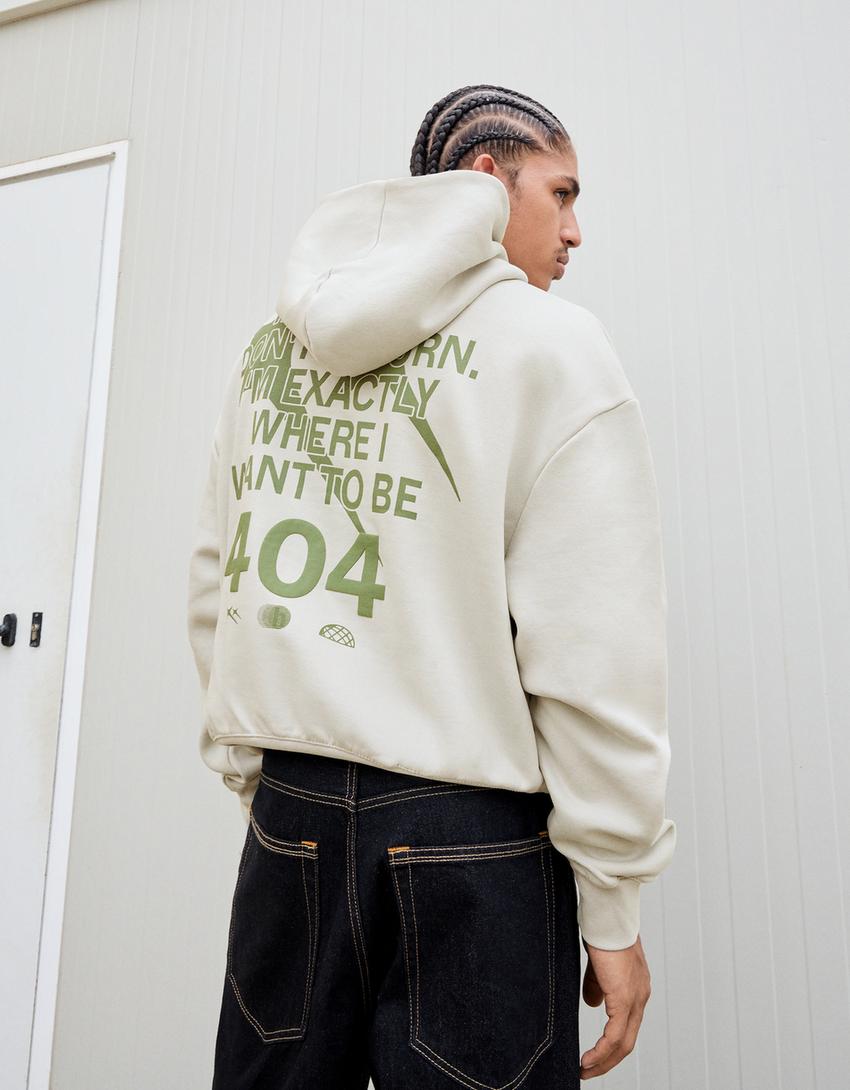 Printed hoodie-Stone