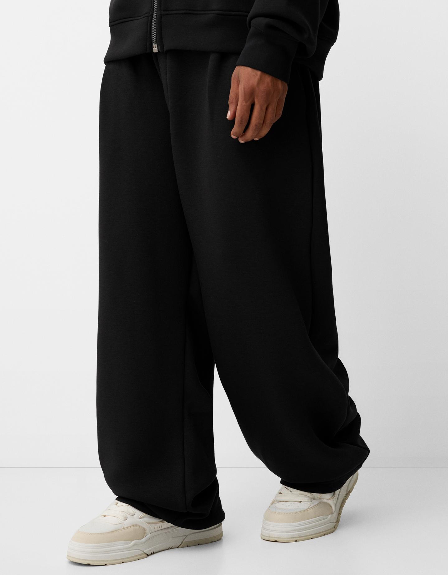 Bershka Pantalón Skater Técnico Pinzas Hombre M Negro