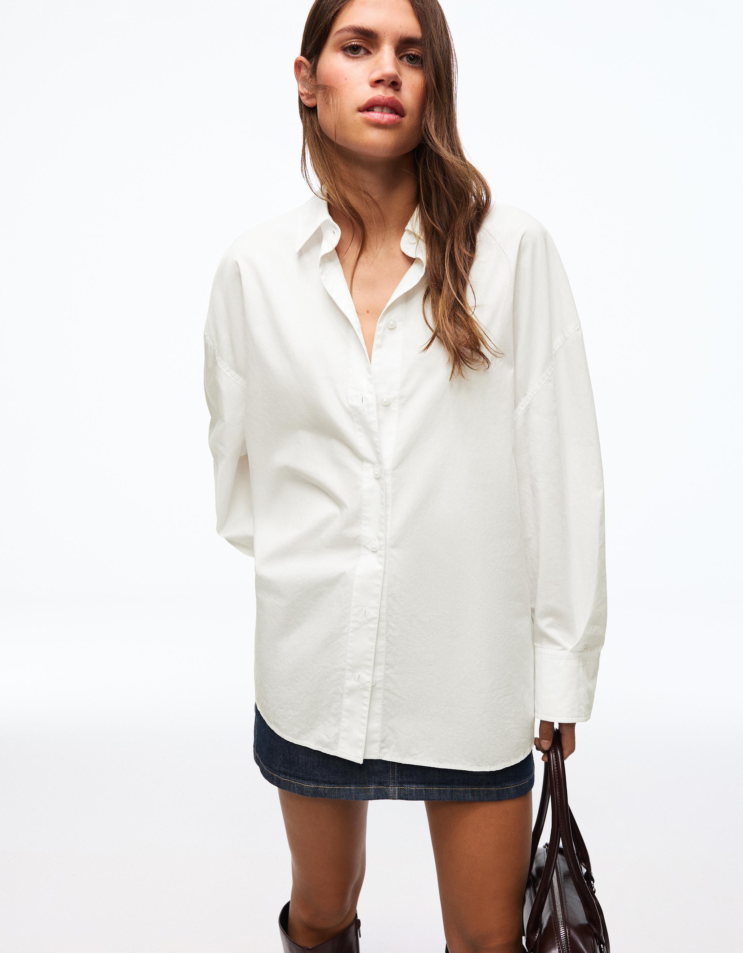 Bershka Oversize Gömlek Kadın Xl Beyaz