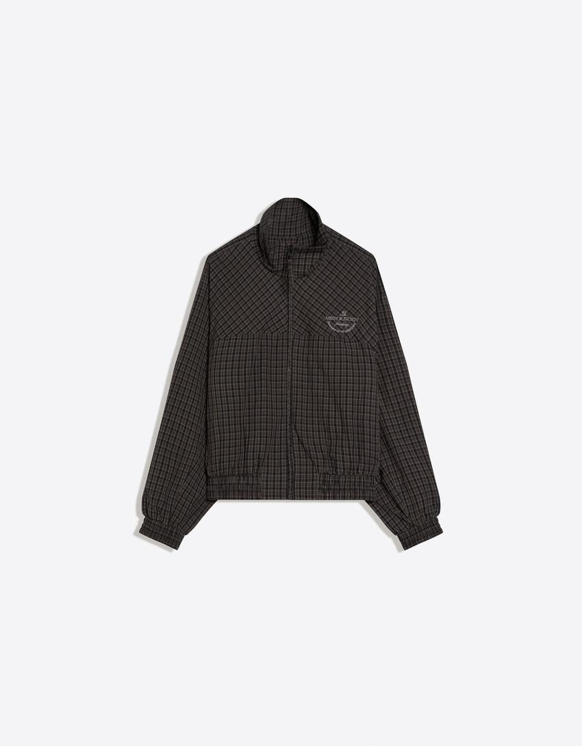 Check print jacket-Dark grey