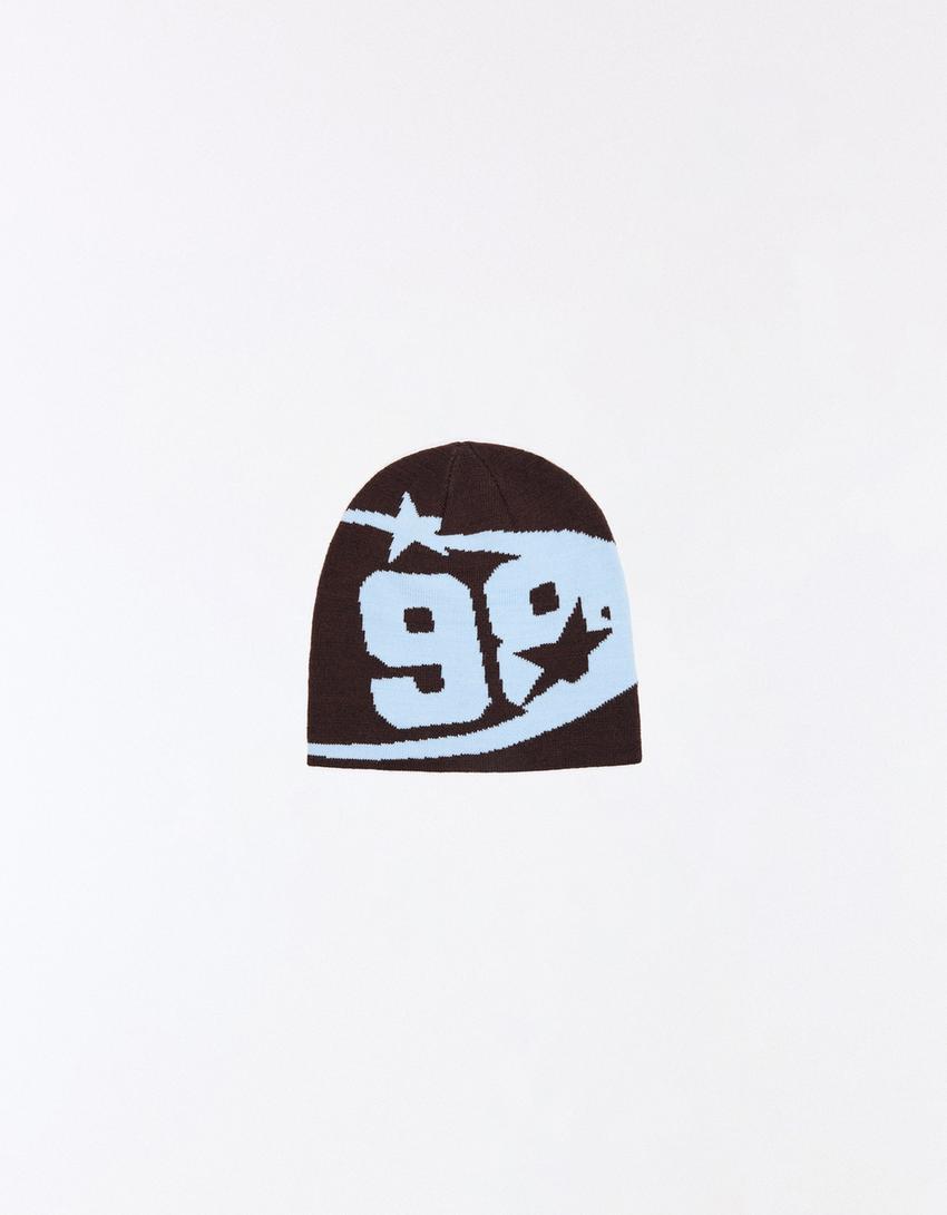 Gorro beanie punto gráfico-Blanco