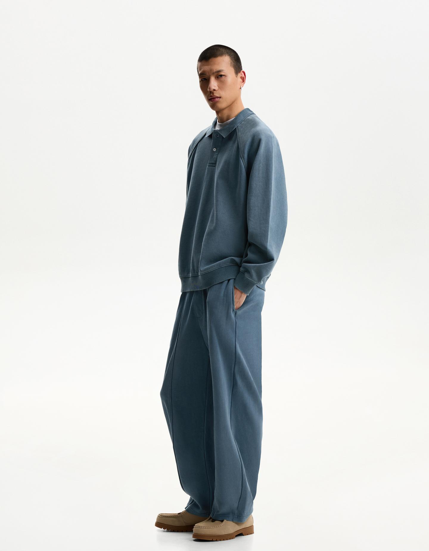 Bershka Pantalón Skater Hombre Xl Azul