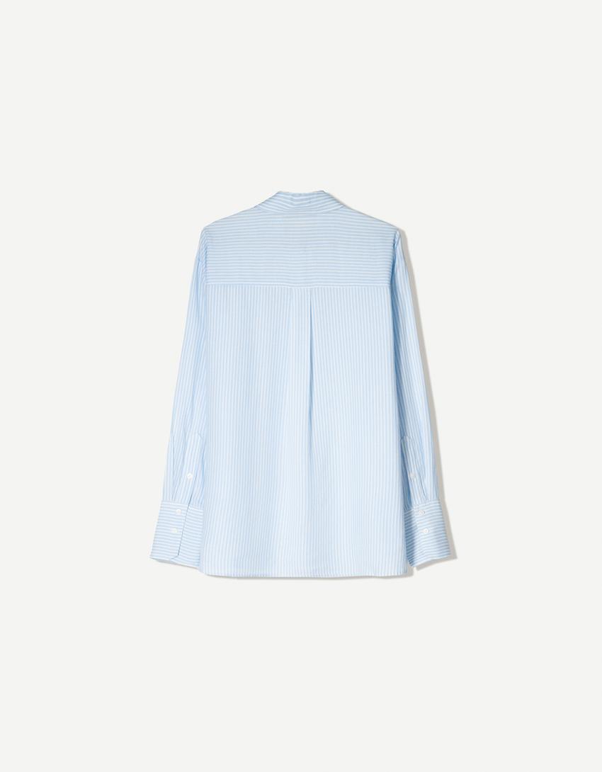 Oversize-Hemd mit Leinen-Hellblau-2
