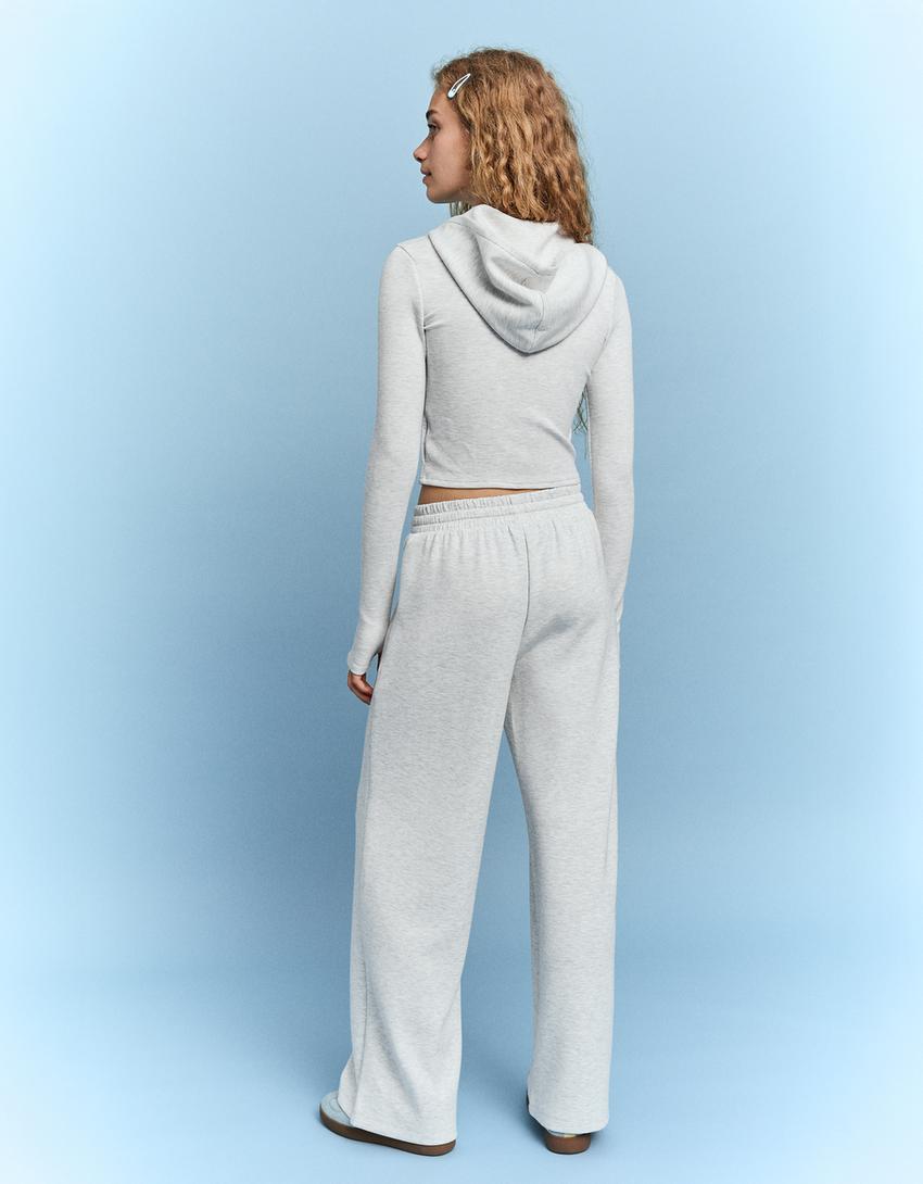 Hose mit Weitem Bein, Soft Touch-Grau