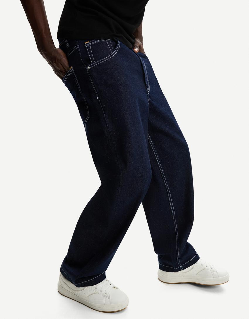 Super Baggy Jeans-Marinenblau-1