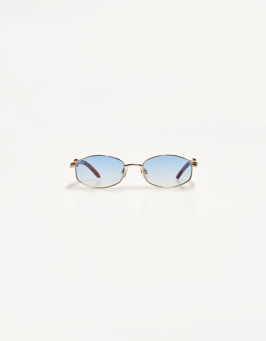 Occhiali da sole metallici-Azzurro Chiaro-1