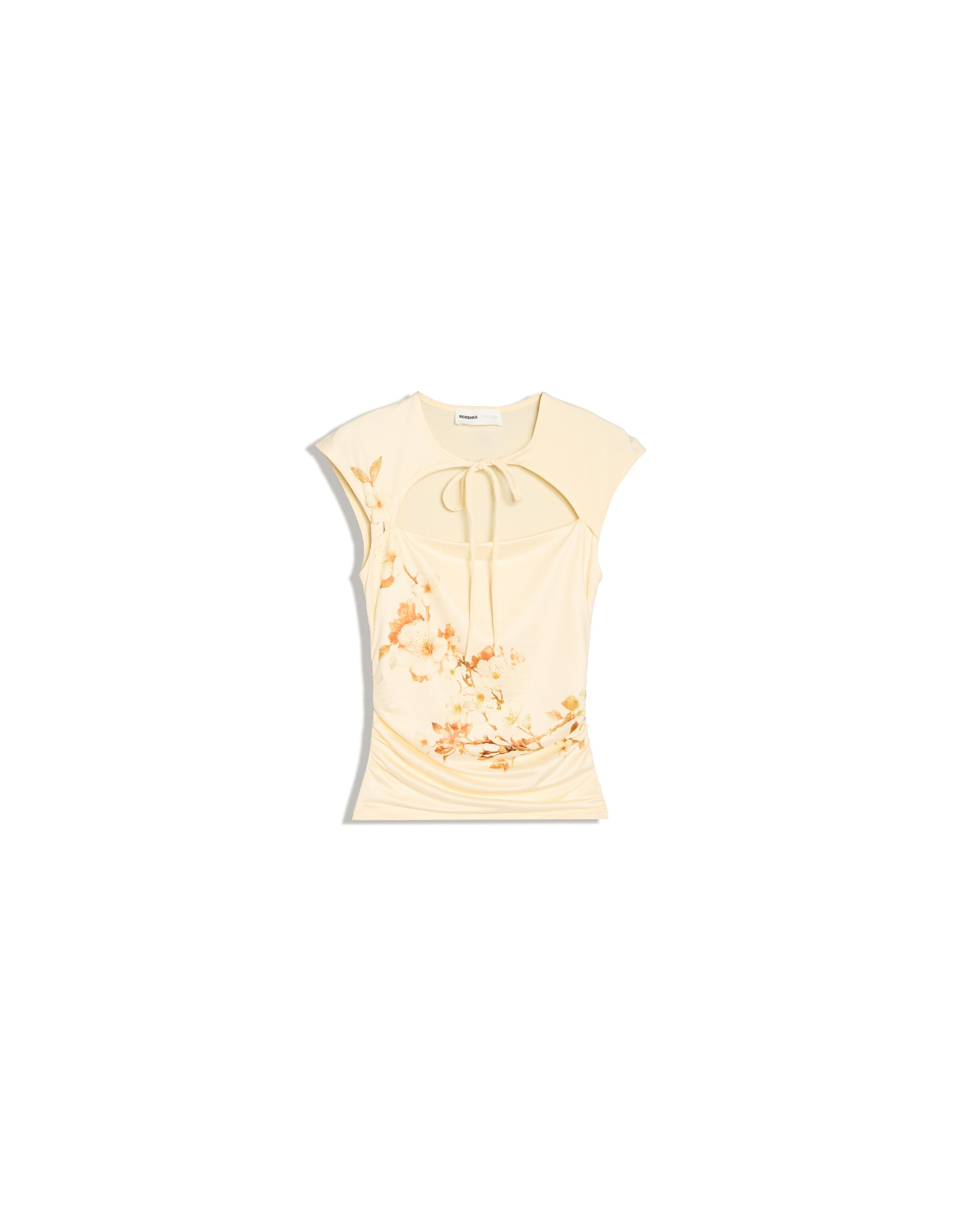 Floral print split top — Yellow