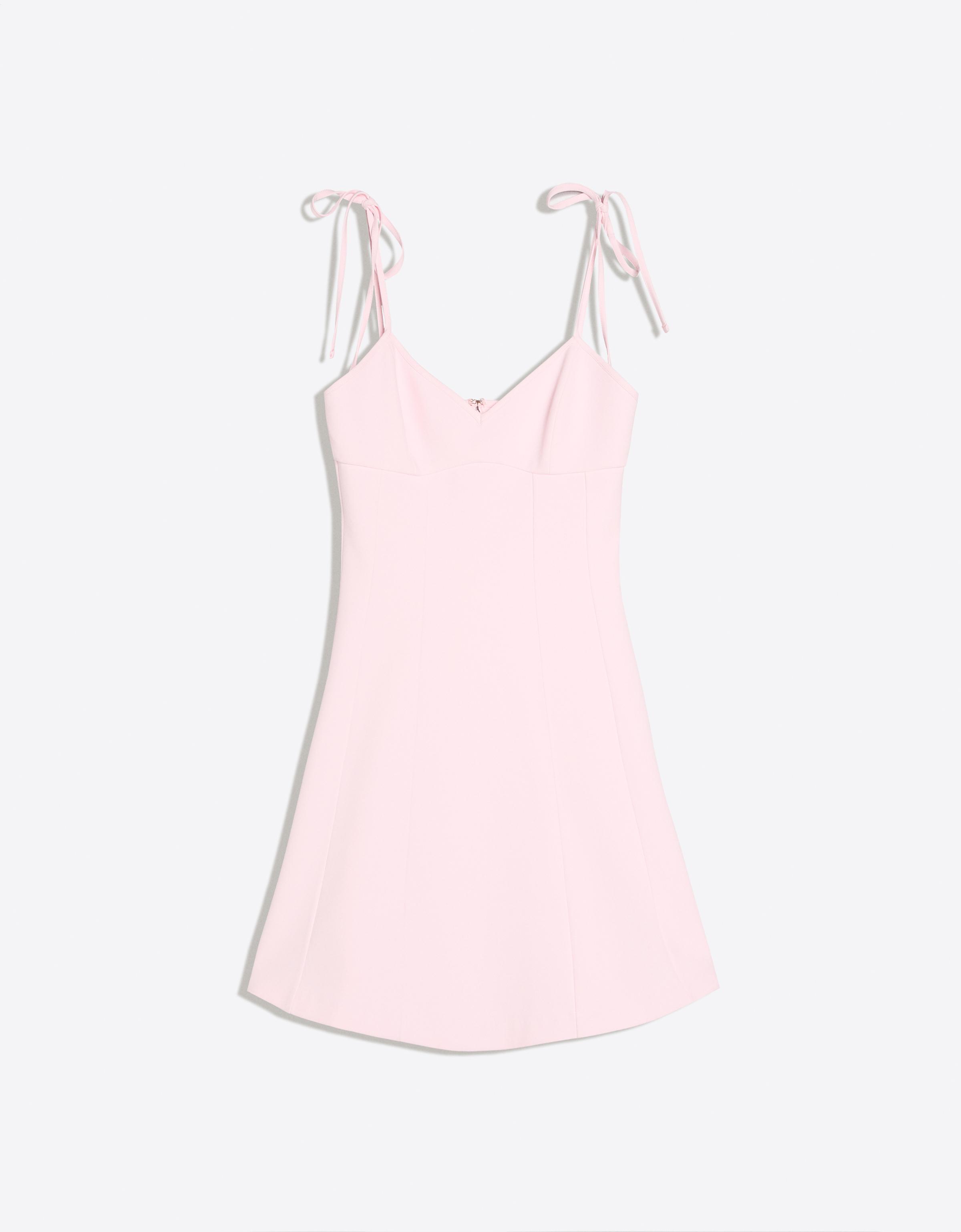 Mini dress with ribbon straps