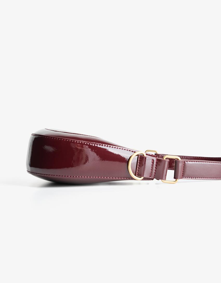 Patent effect shoulder bag-Burgundy