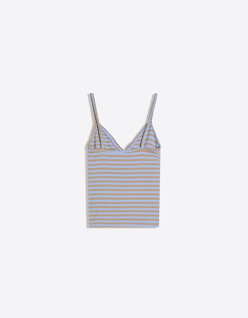 Gathered strappy top-Light blue