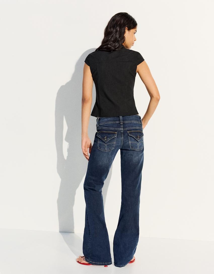 Düşük bel bootcut jean-Denizci mavisi