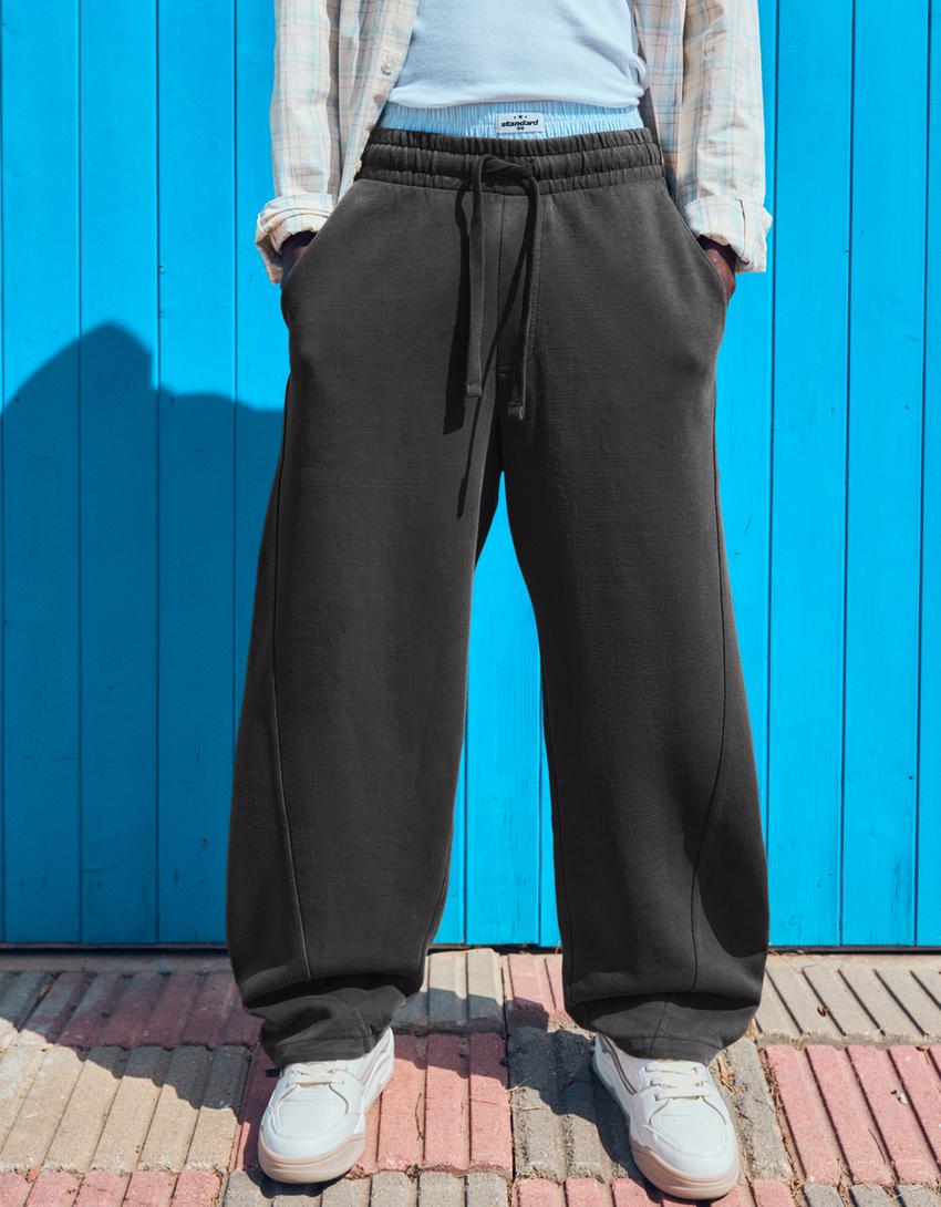 Interlock balloon fit trousers-Grey