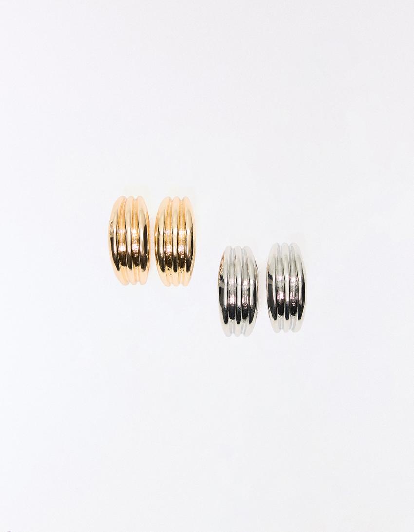 Pack pendientes aros relieve-Oro