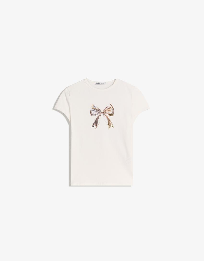 T-shirt manches courtes imprimé-Blanc