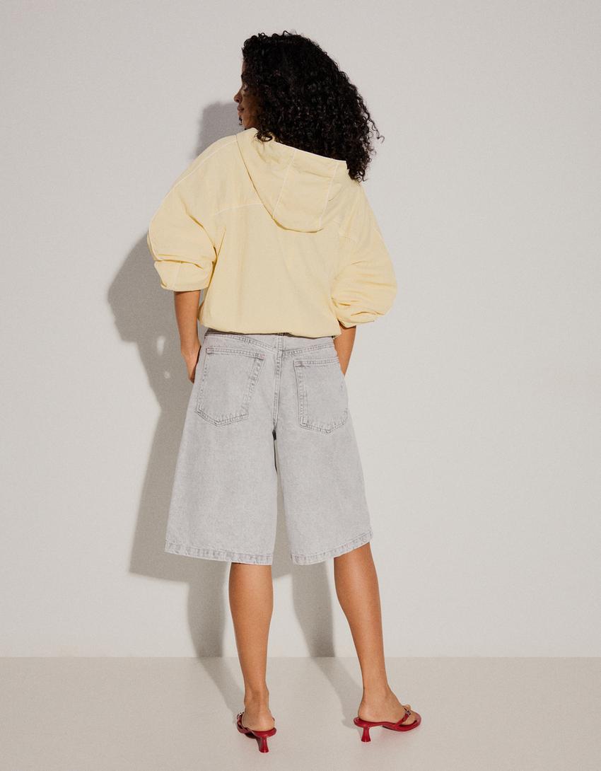 Bermuda denim baggy fit-Gris