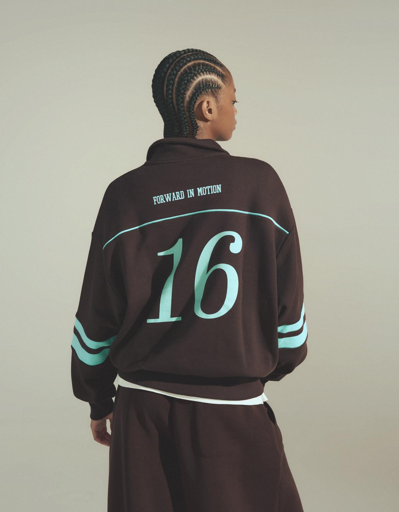 Printed half-length zip sweatshirt — Brown