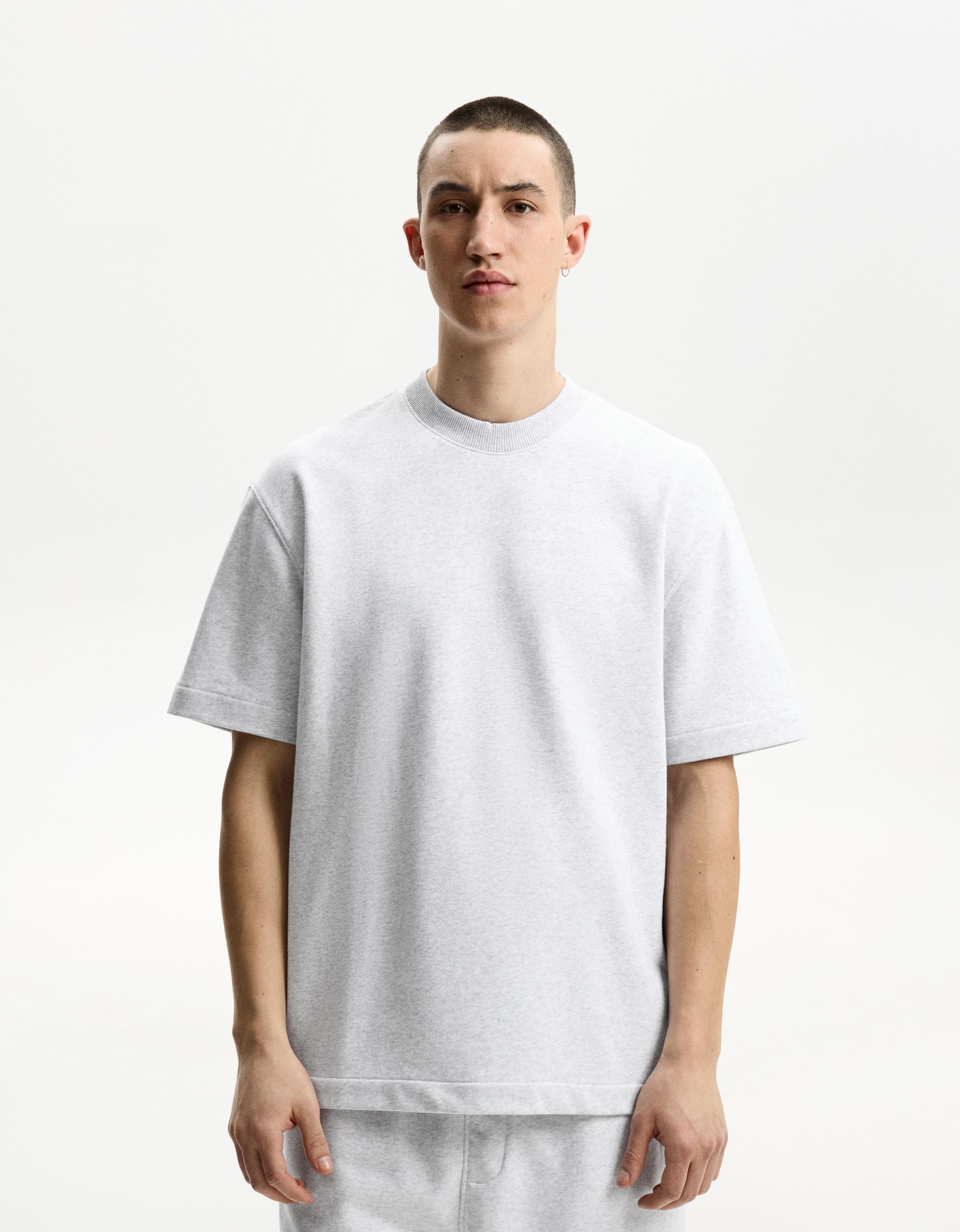 Bershka Plüsch-T-Shirt Herren S Grau