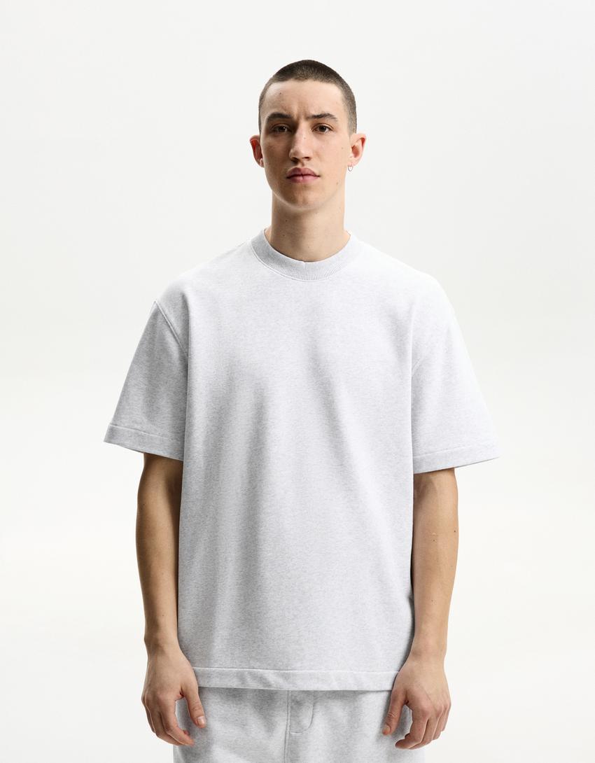 Short sleeve plush T-shirt-Grey