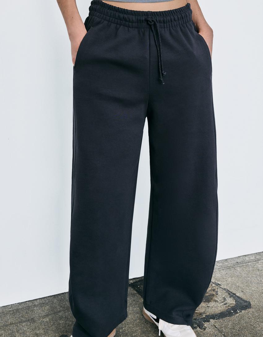 Plush barrel trousers-Grey