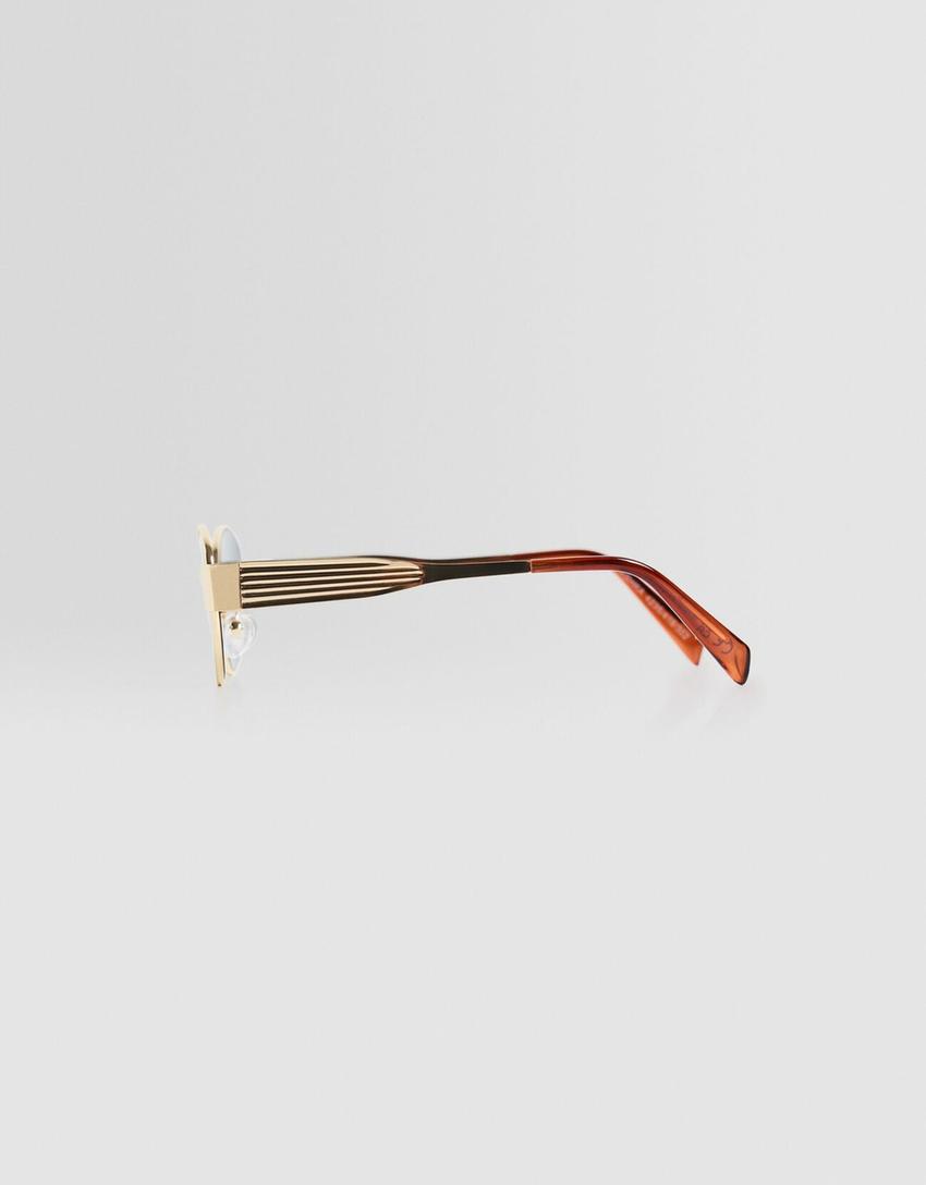Ovale Sonnenbrille mit Metallgestell-Gold-2