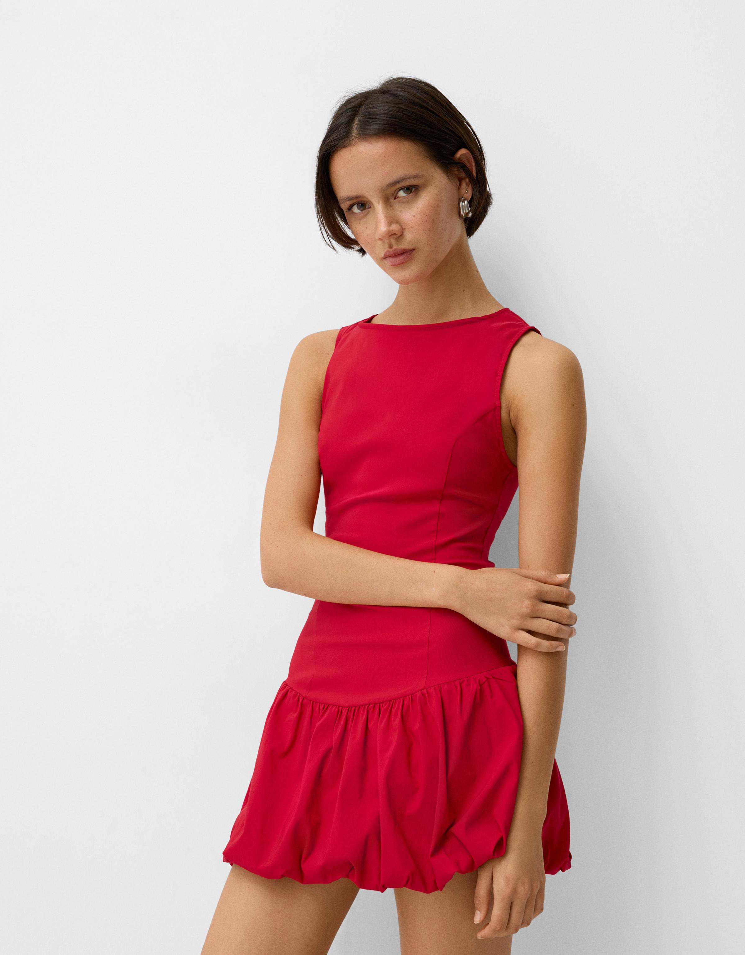 Bershka Minikleid Mit Ballonärmeln Damen L Rot