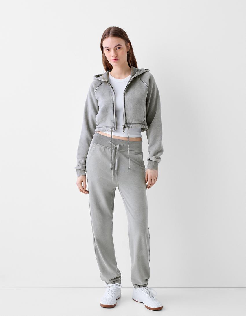 Sweat capuche zippé-Gris-3