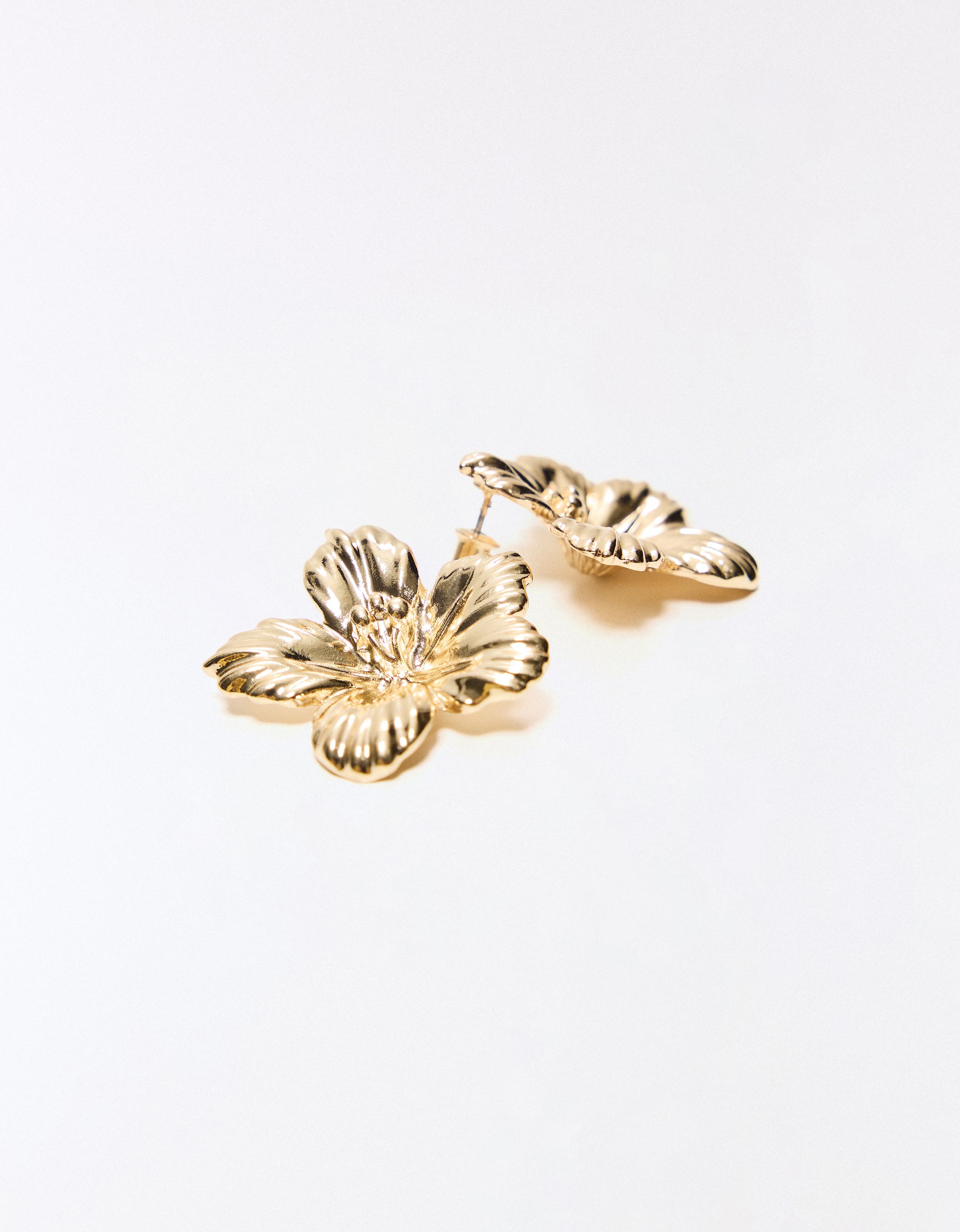 Bershka Ohrringe Mit Blume Damen Gold