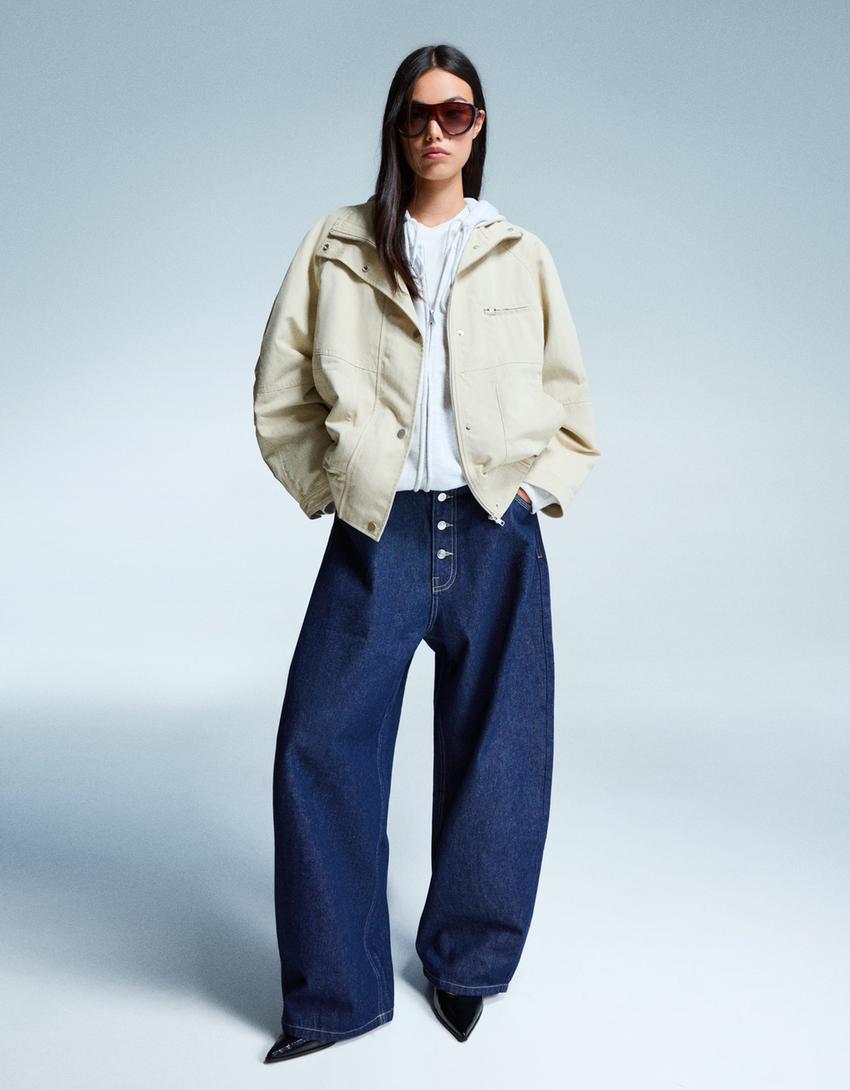 Blouson zippé-Écru