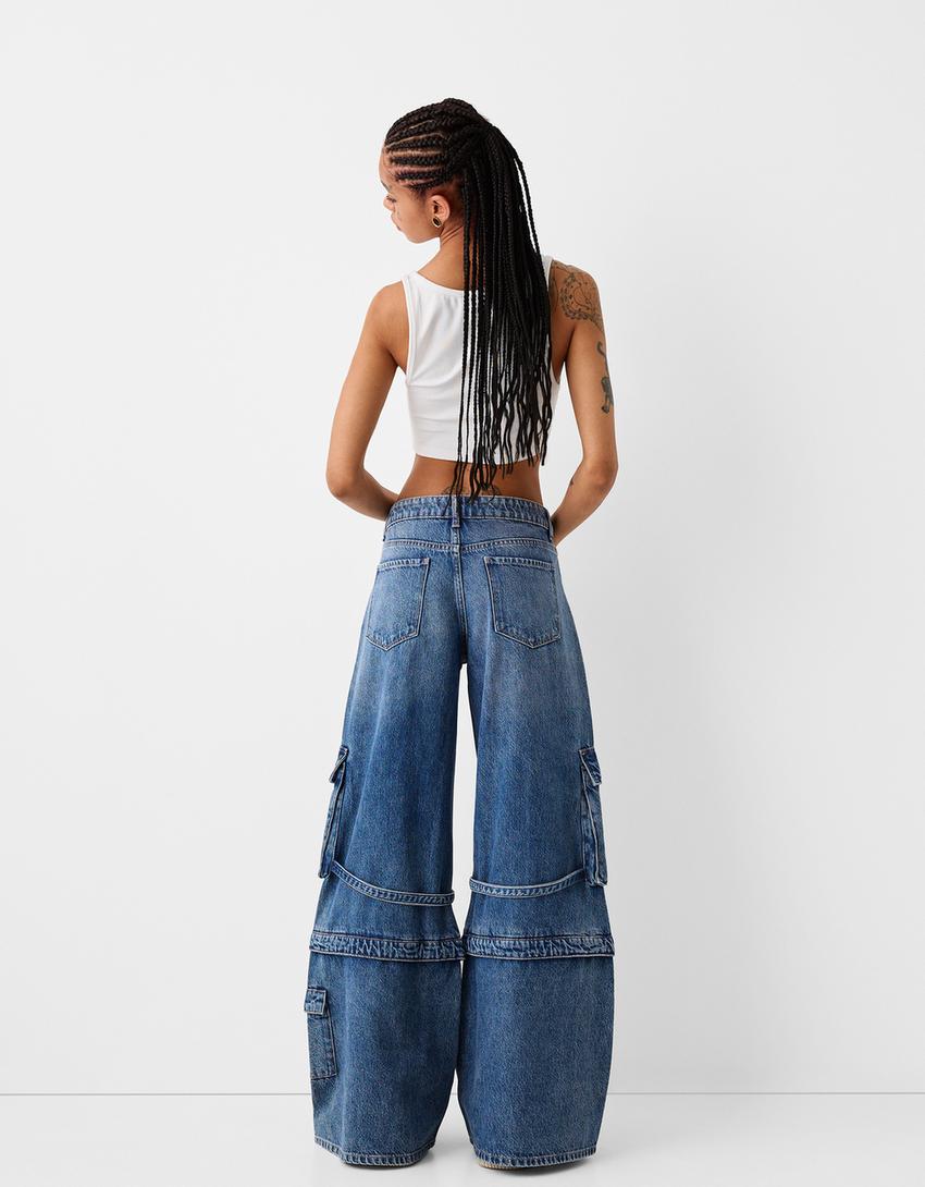 Baggy cargo jeans-Light blue-2