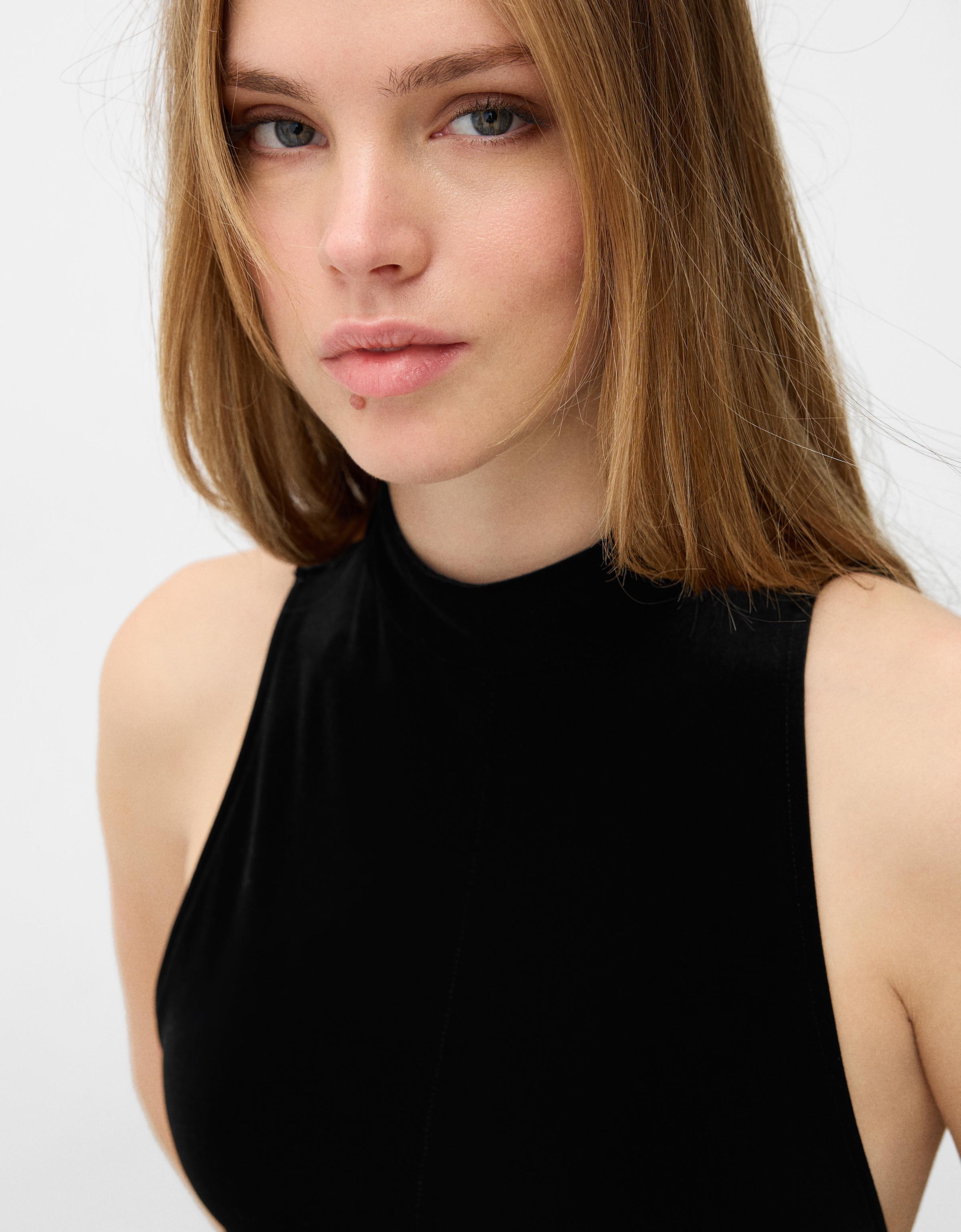 Abito Da Sera In Velluto Donna Vintage - Maniche Lunghe, Collo Alto, Elegante Per Feste E Natale - Foto 5