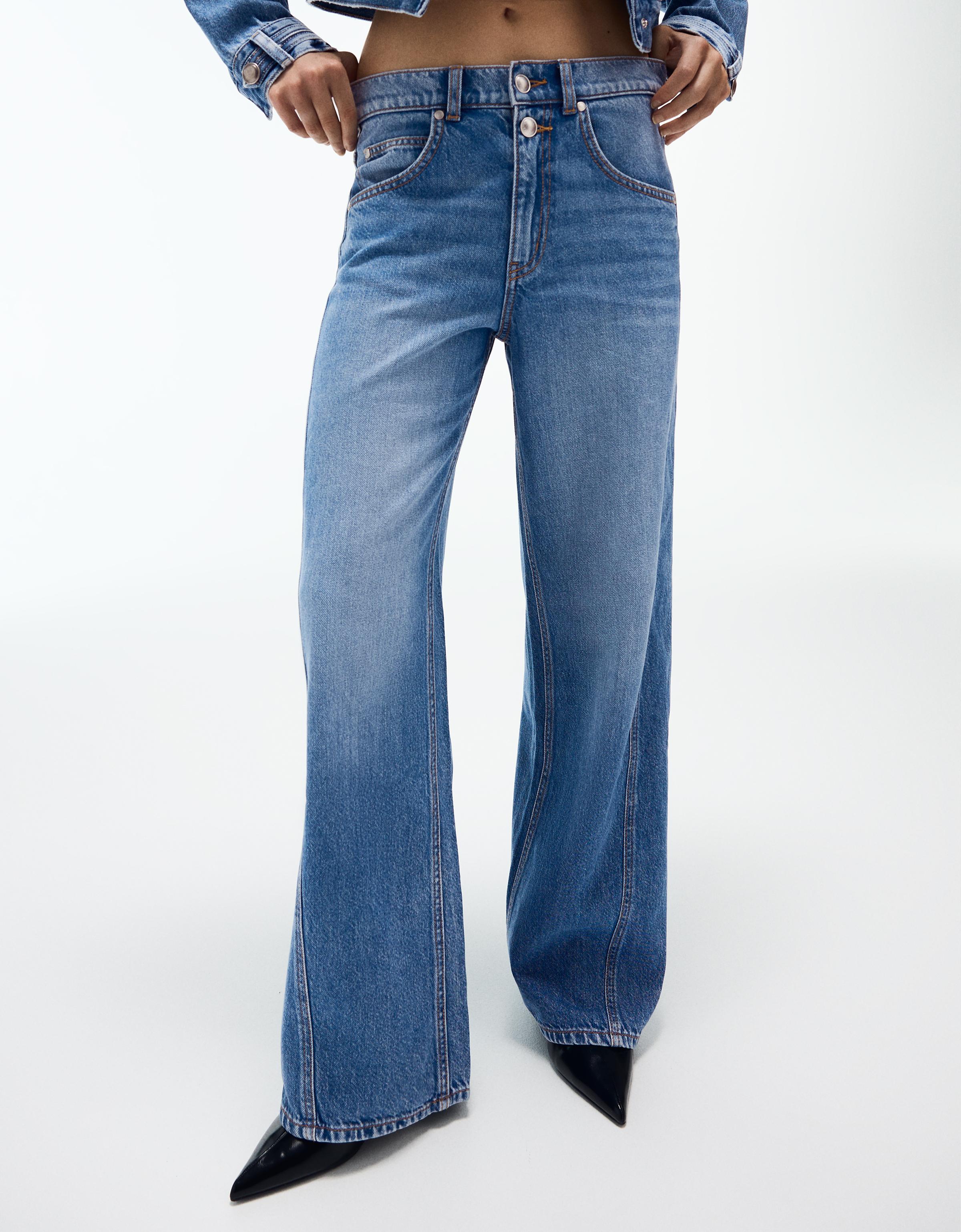 High-waist barrel jeans — Light blue