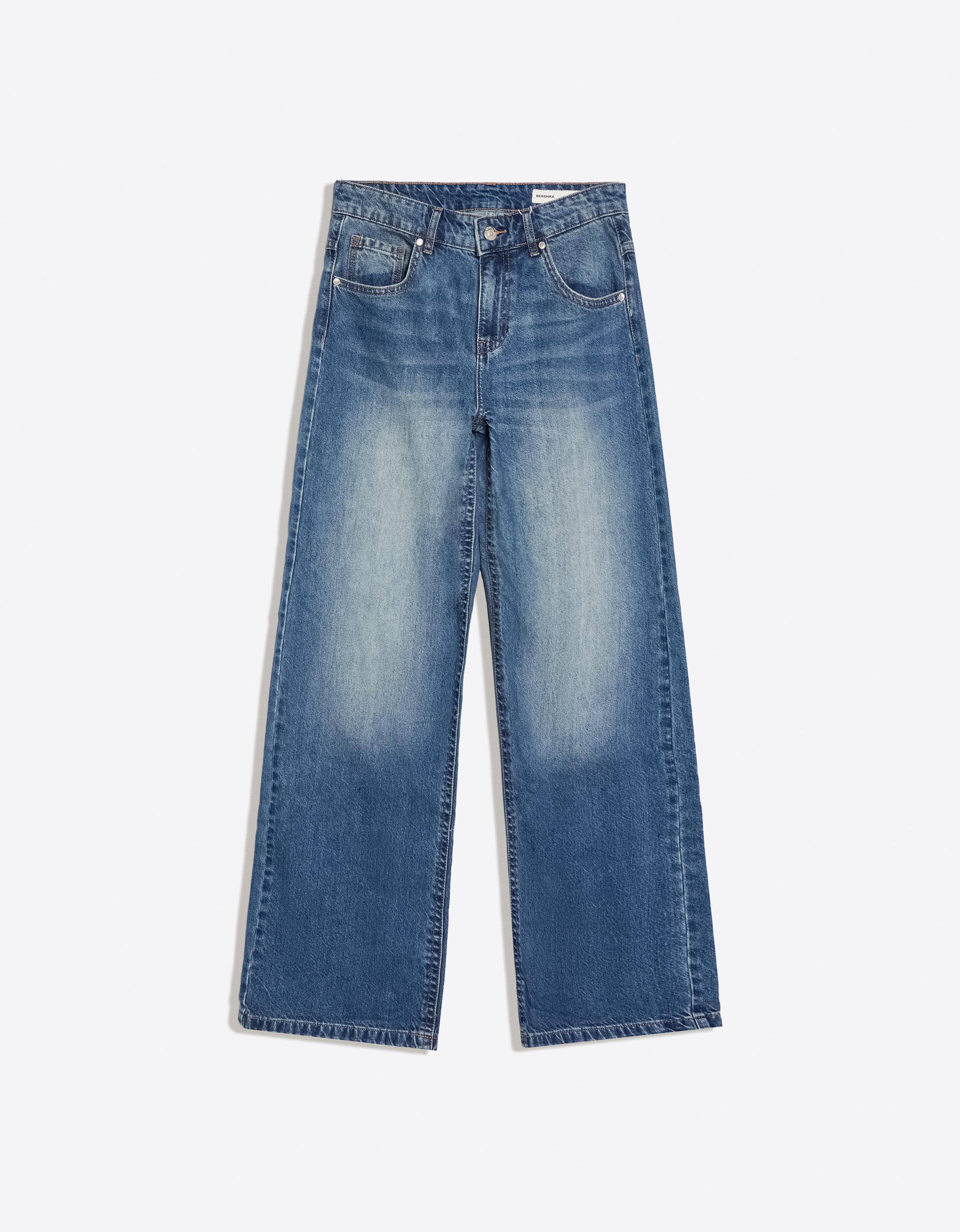 Embroidered baggy jeans — Light blue