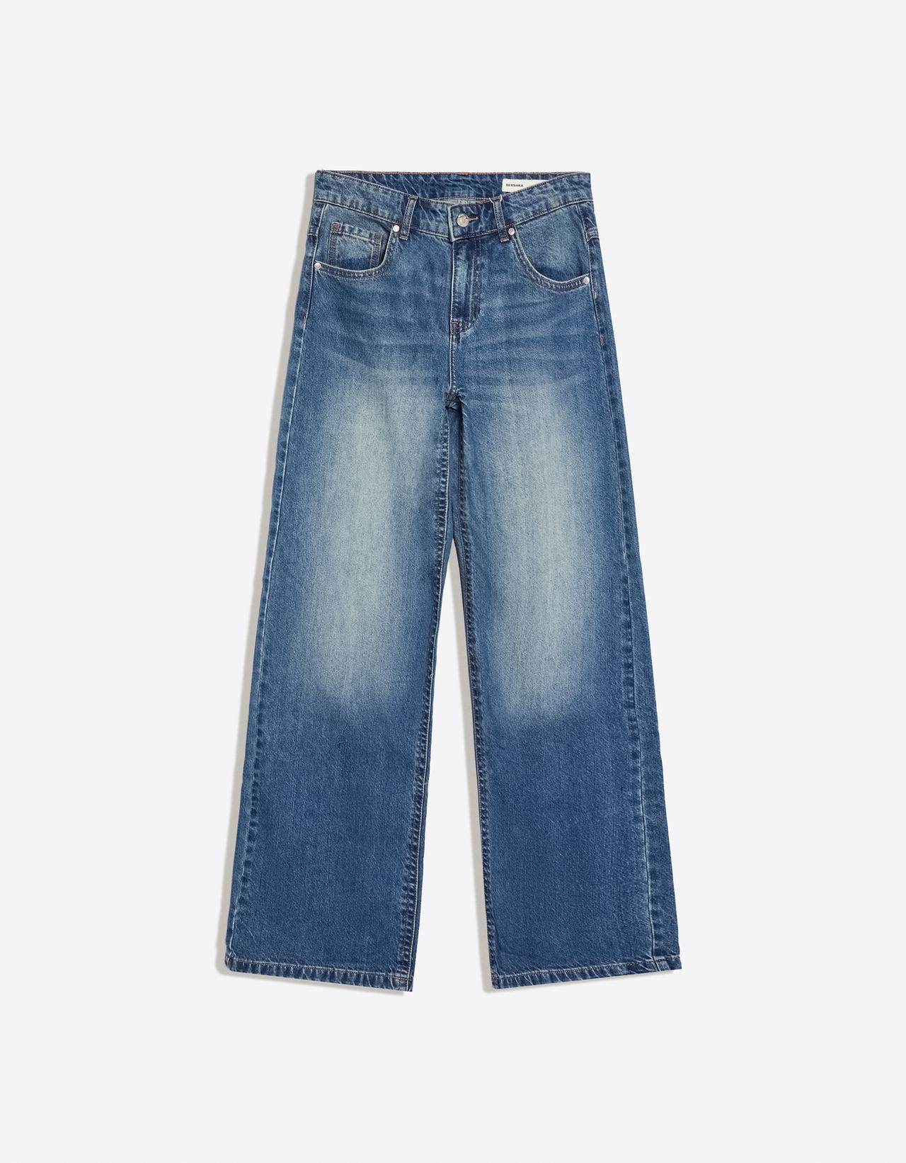 Embroidered baggy jeans — Light blue