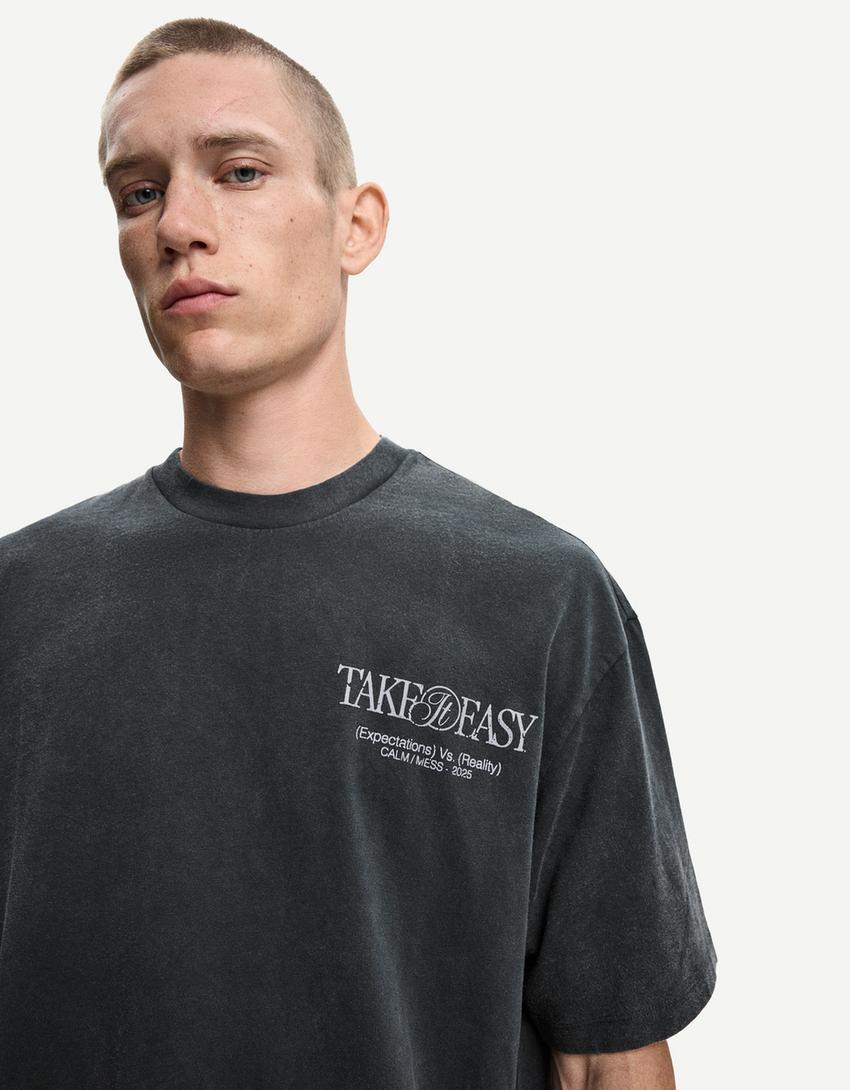 Short sleeve T-shirt with print-Black