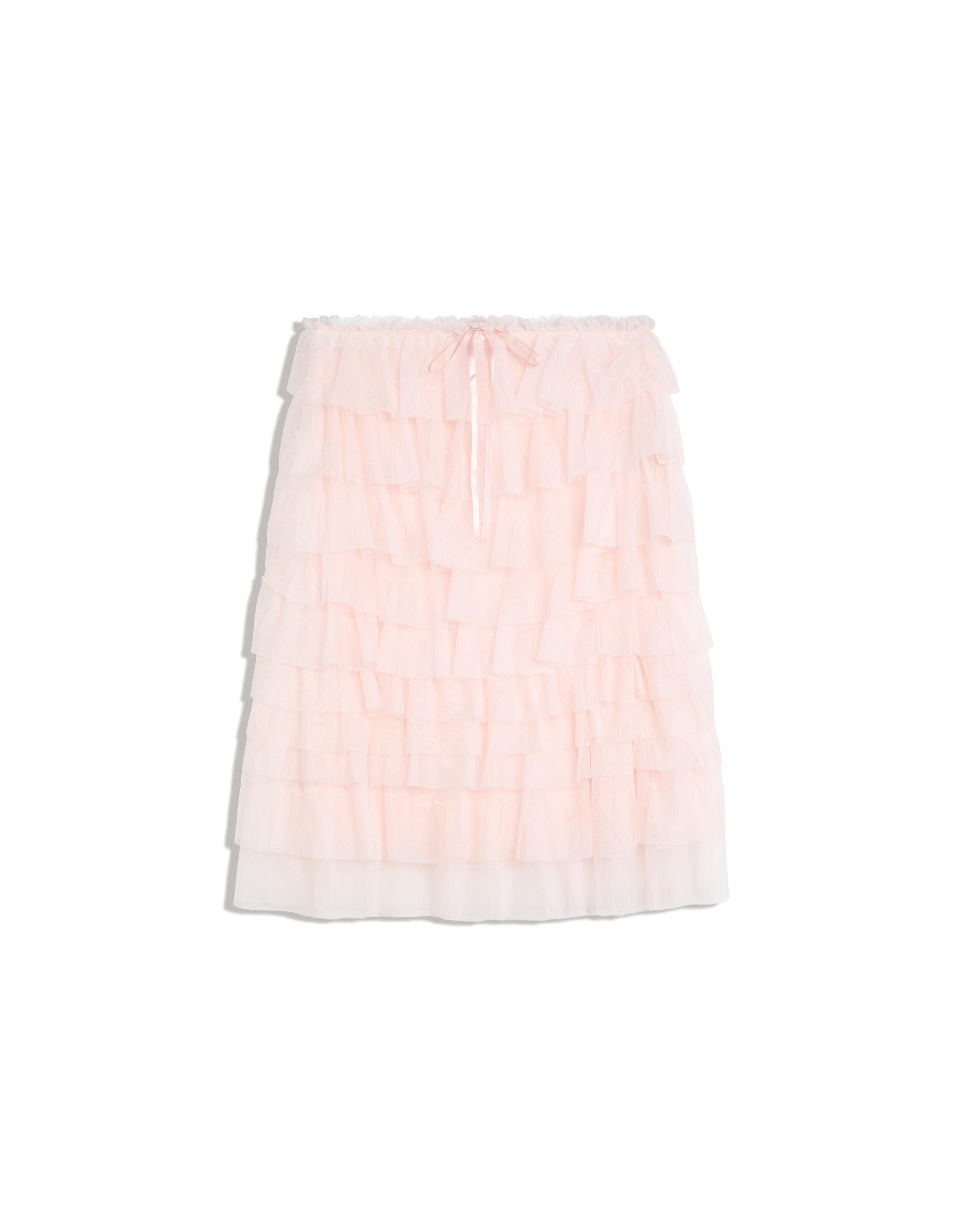 Layered tulle midi skirt — Orange