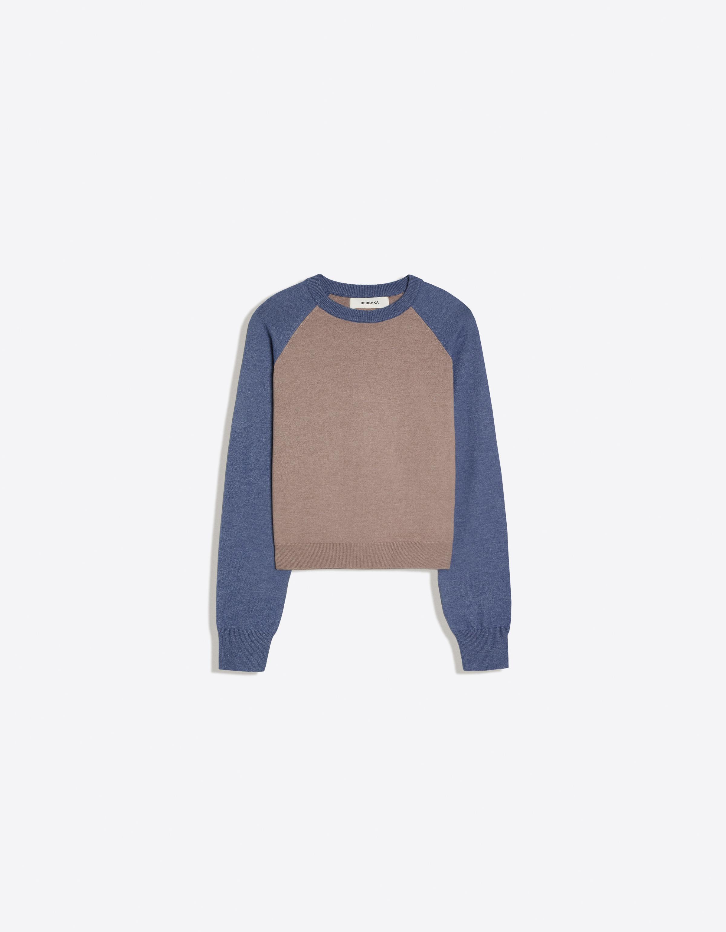 Round neck raglan jumper — Brown