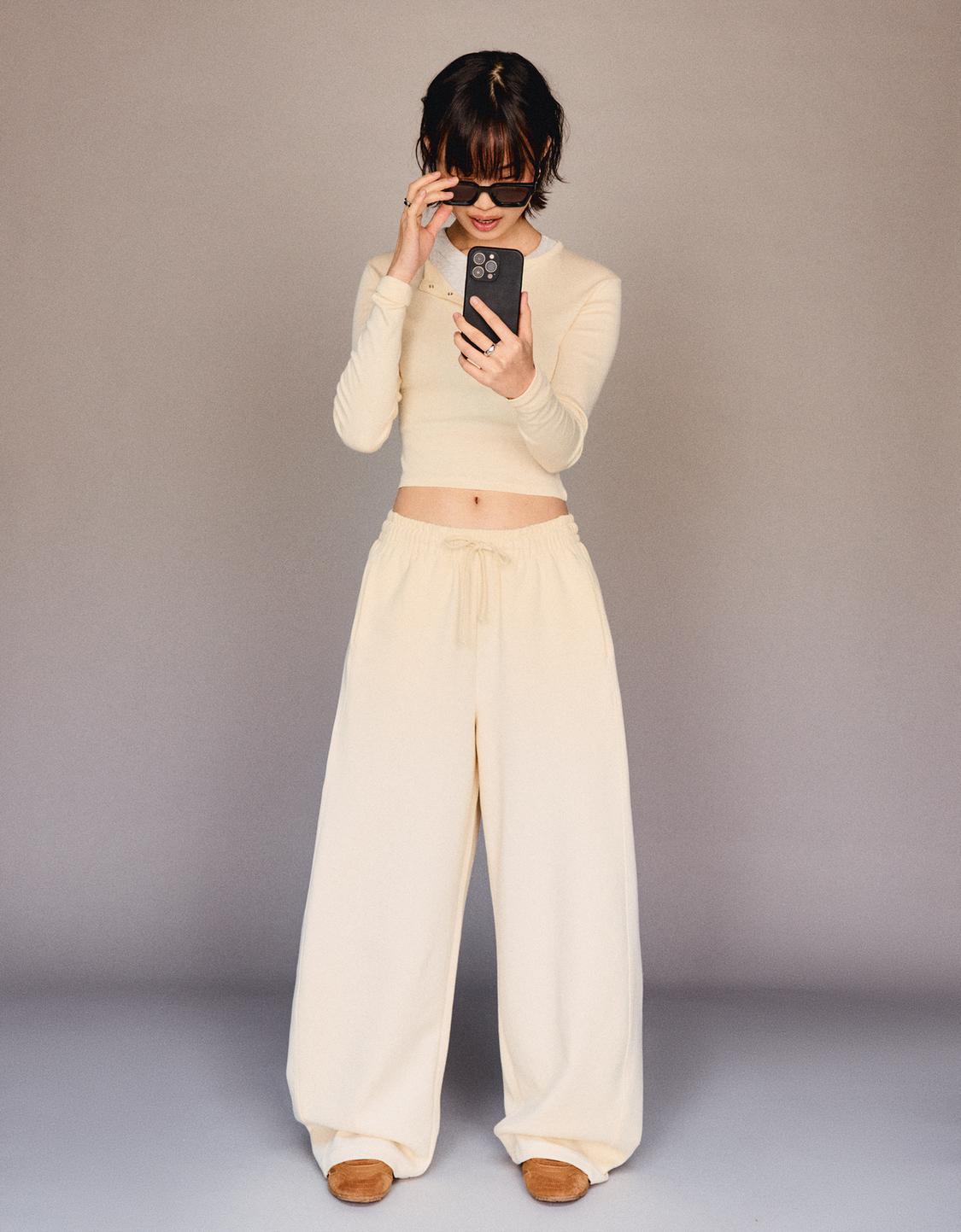 Plush barrel trousers