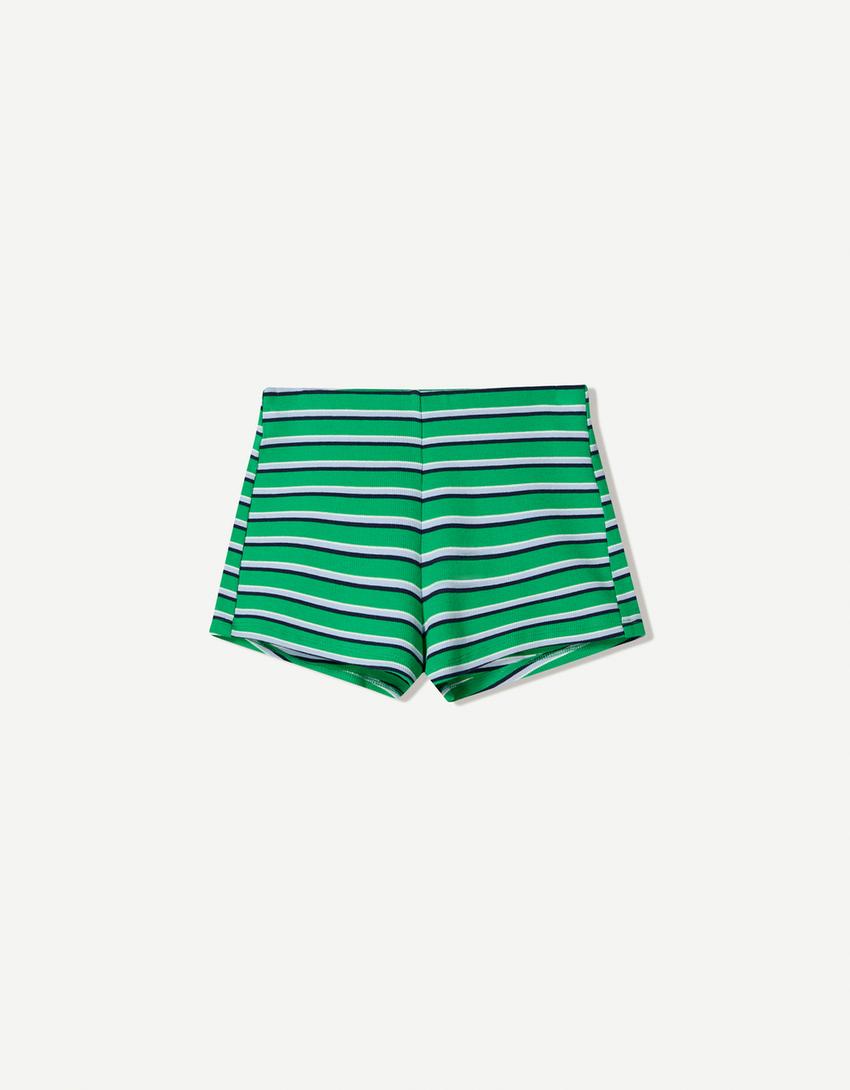 Pantaloni scurți rustici cu dungi-Verde-3